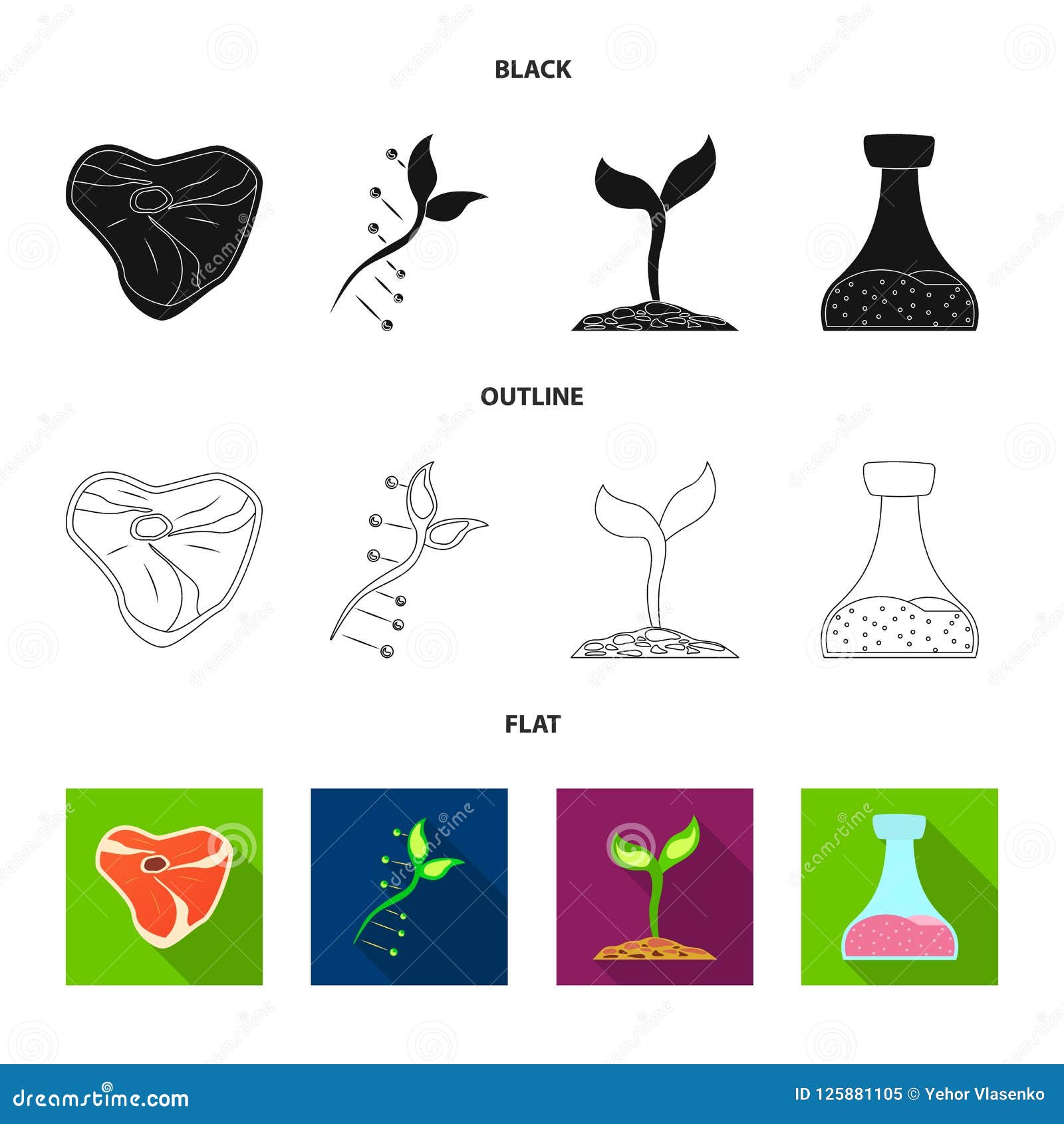   of genetic and plant sign. collection of genetic and biotechnology  icon for stock.