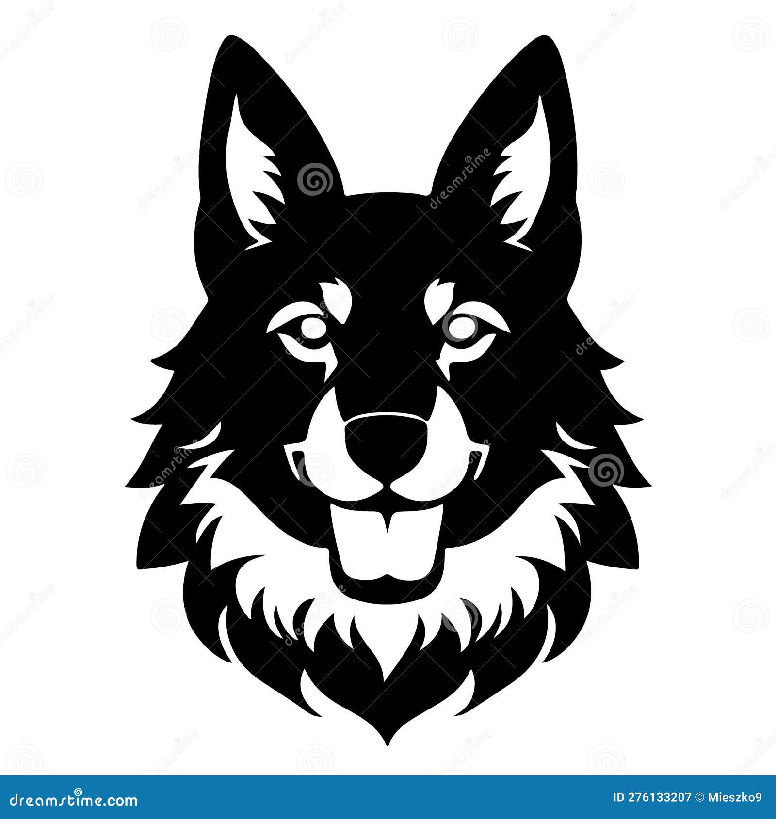 Vector Illustration of a German Shepherd Head Isolated on a White ...