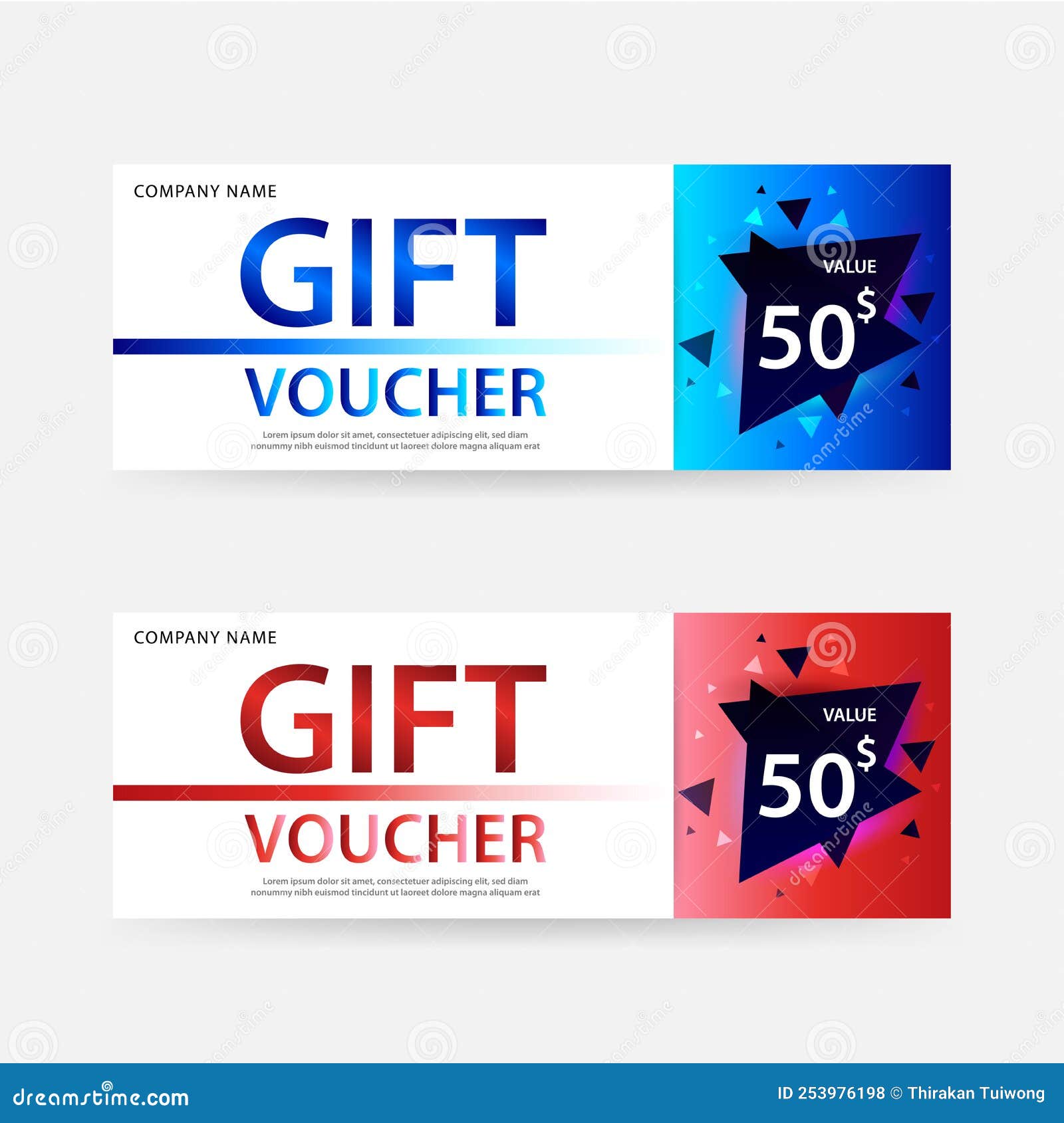 Vector Gift Vouchers with Geometric Shape Pattern Stock Vector