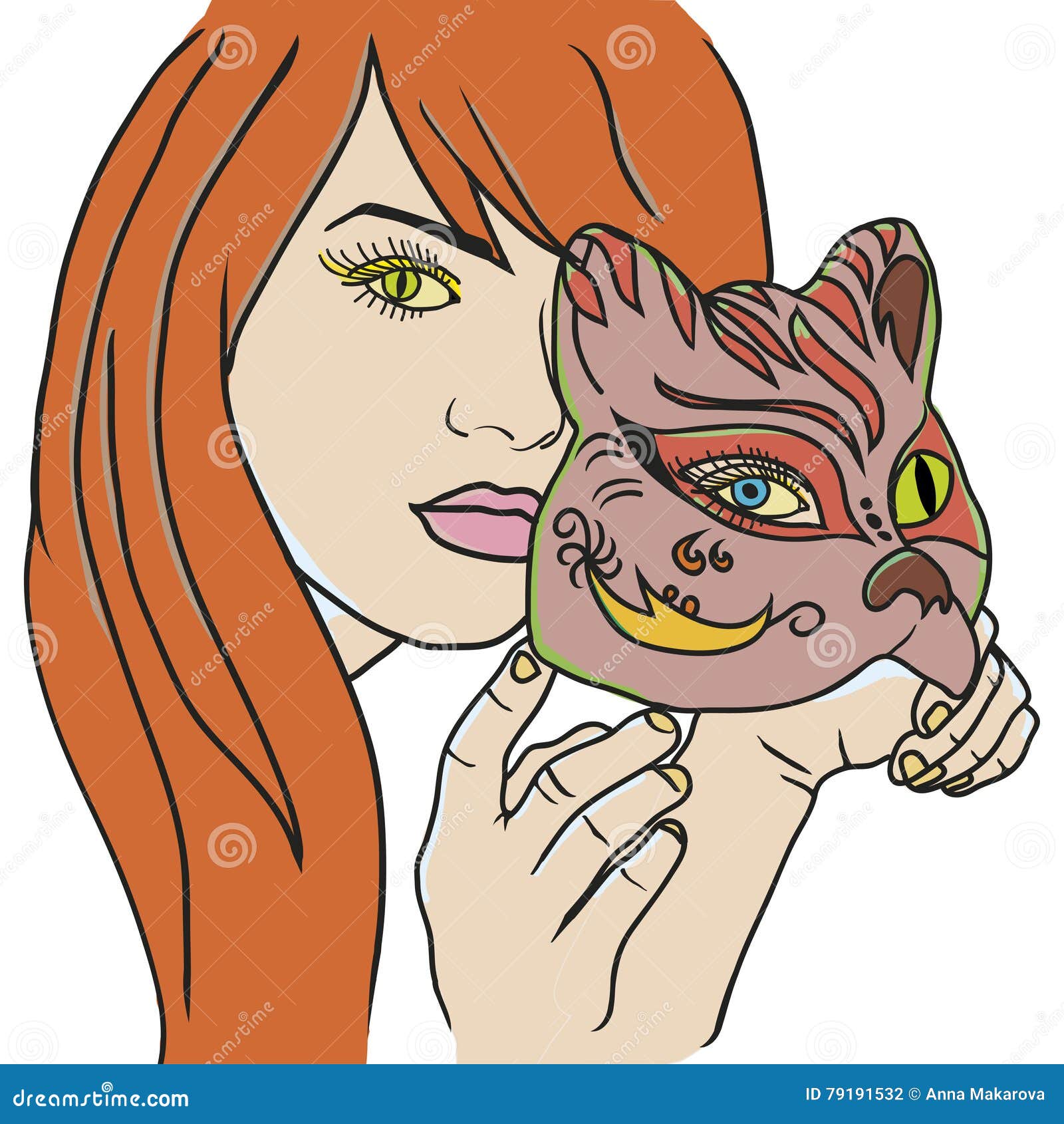 Vector Illustration of Girl with Mask Stock Illustration Illustration of abstract, light 79191532