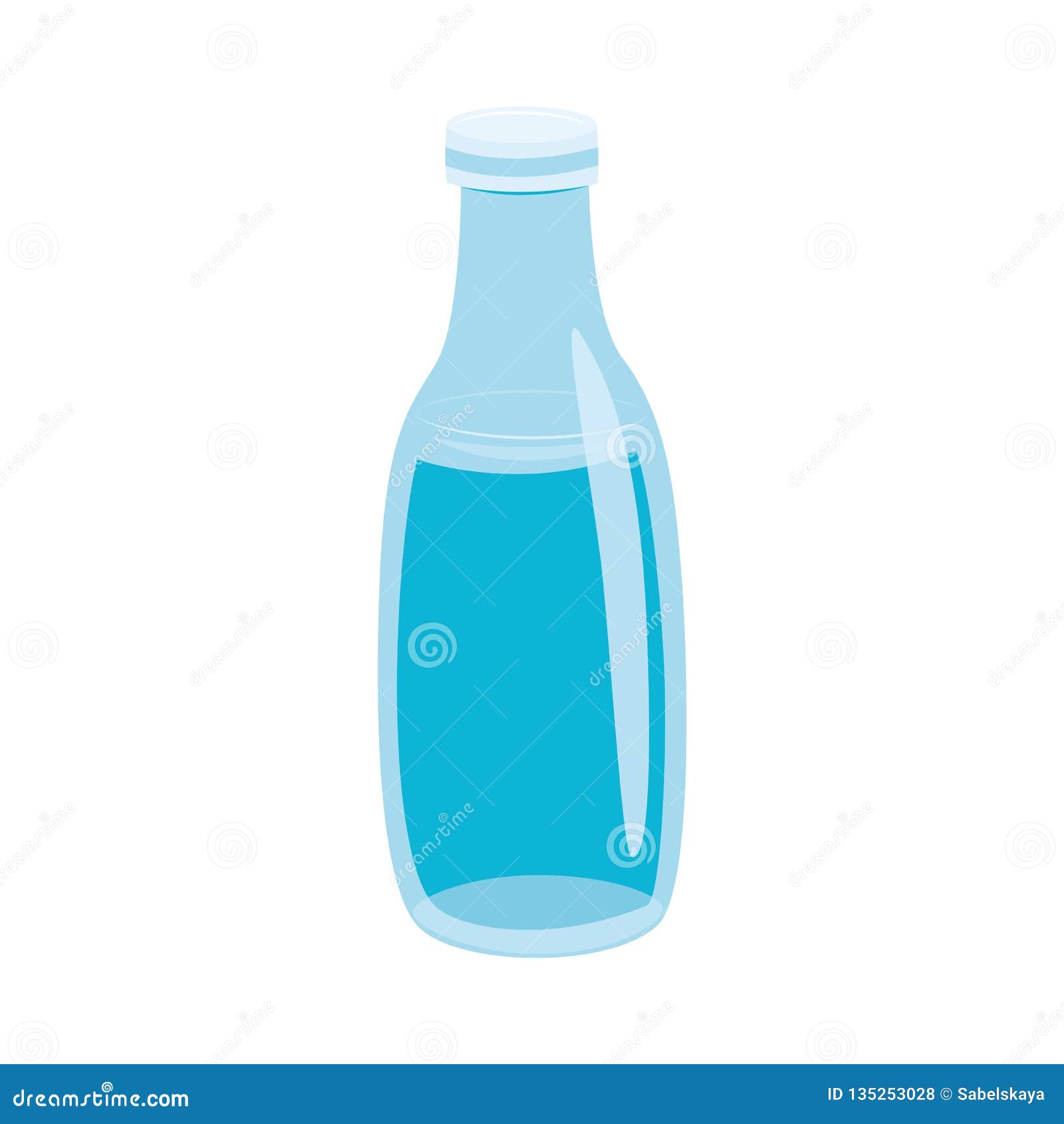 Vector Illustration of Glass Bottle with Water in Flat Style Isolated on  White Background. Stock Vector - Illustration of environment, glass:  135253028