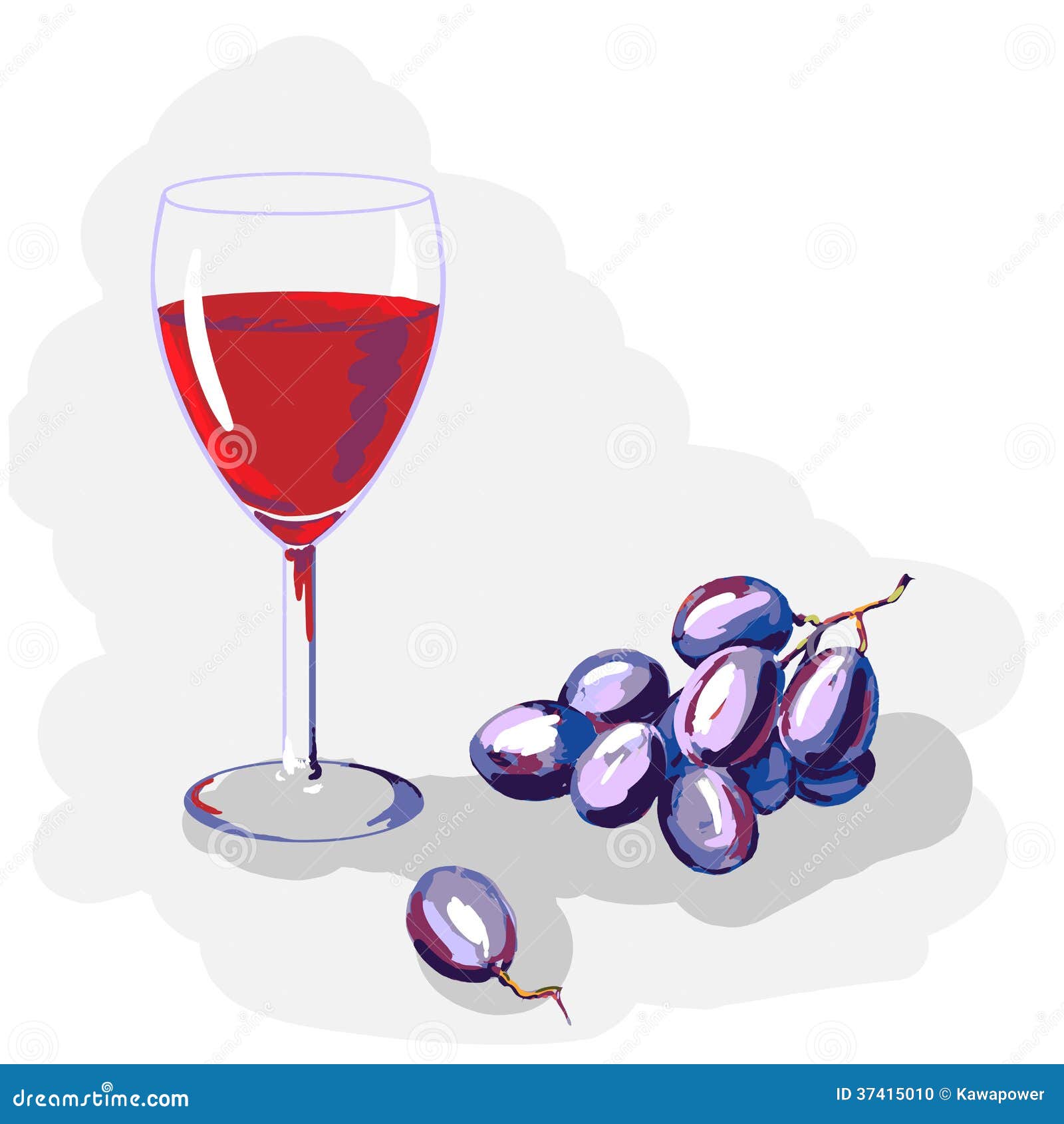 Vector Illustration: Glass of Red Wine and Grape Stock Vector ...