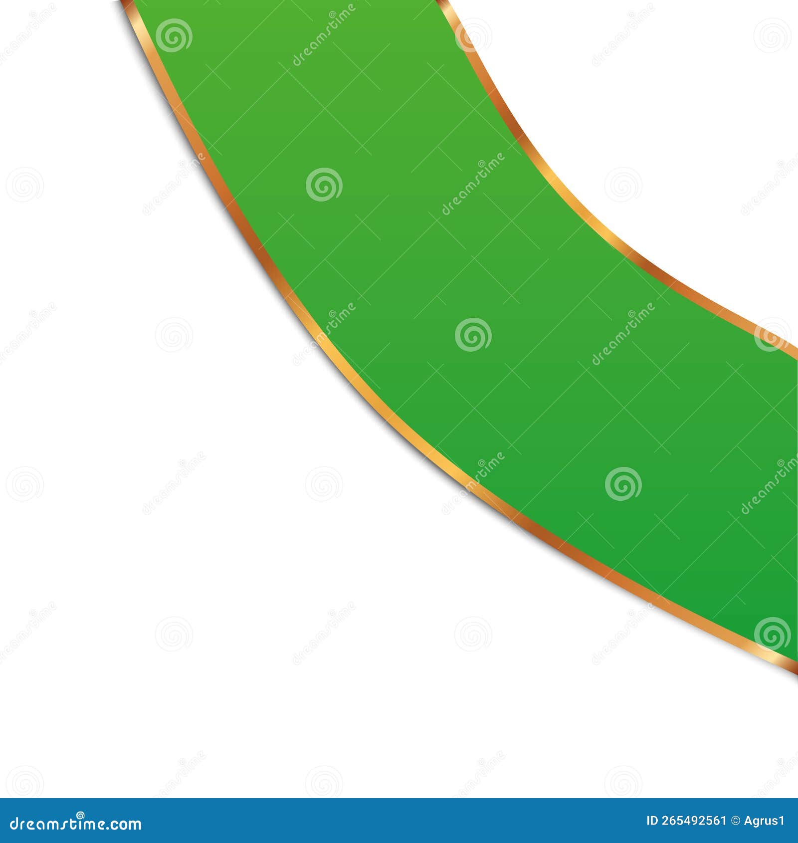 Vector Illustration of Green Corner Ribbon Banner with Gold Colored