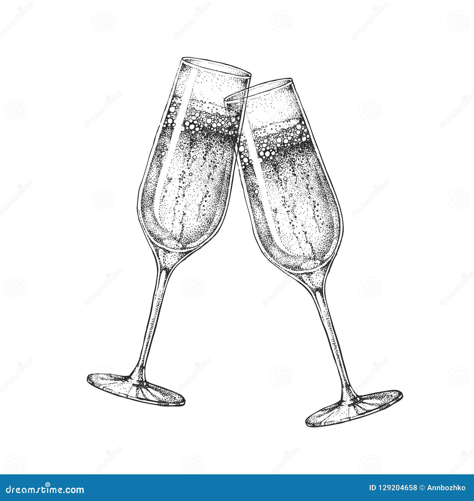 Champagne Glasses Happy Birthday Clink Glasses Royalty Free Cartoon 134183117