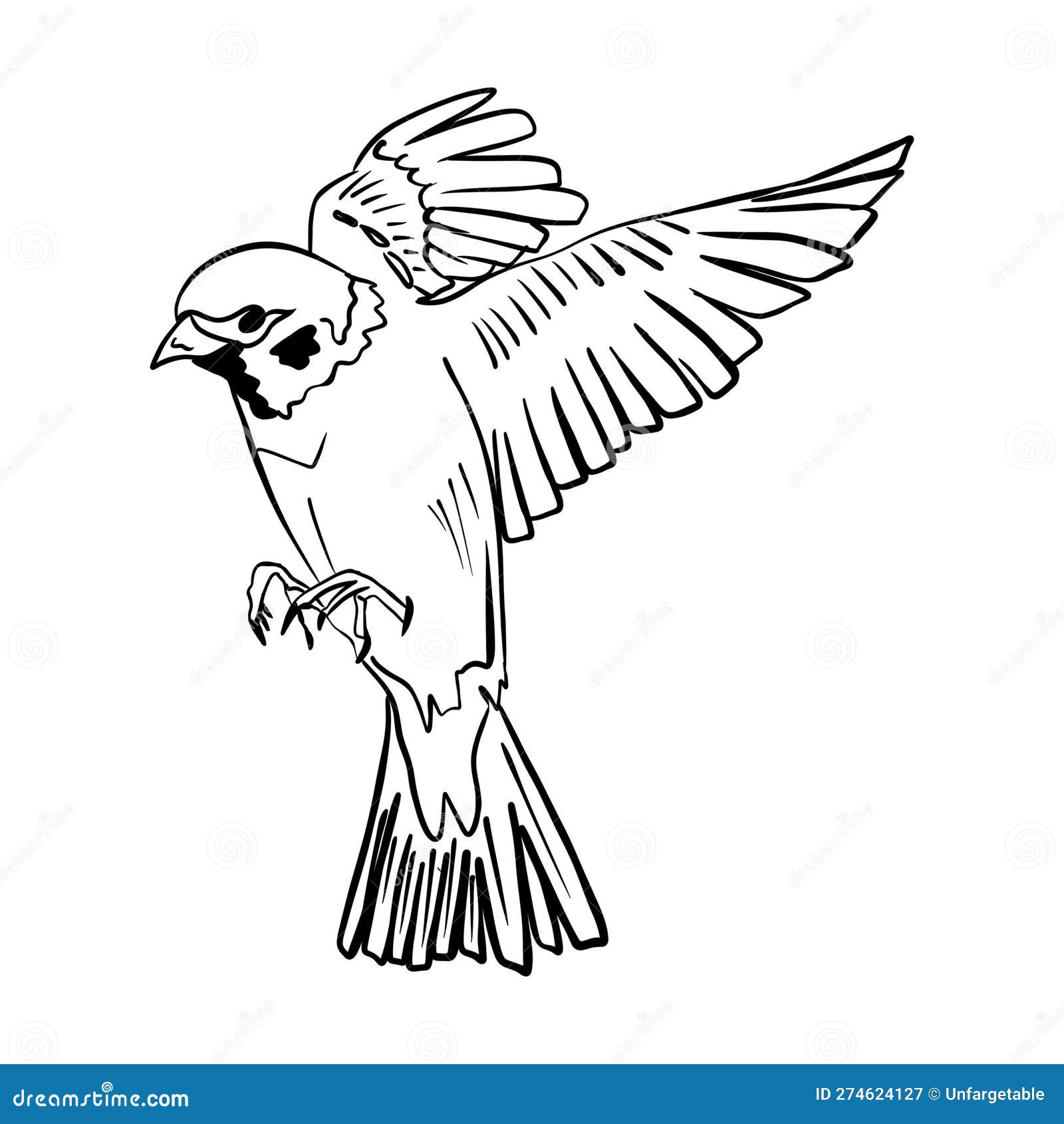 Vector Illustration Hand Drawn Bird in Flight, Line Art Stock Vector Vector Illustration Hand Drawn Bird in Flight, Line Art Stock Vector