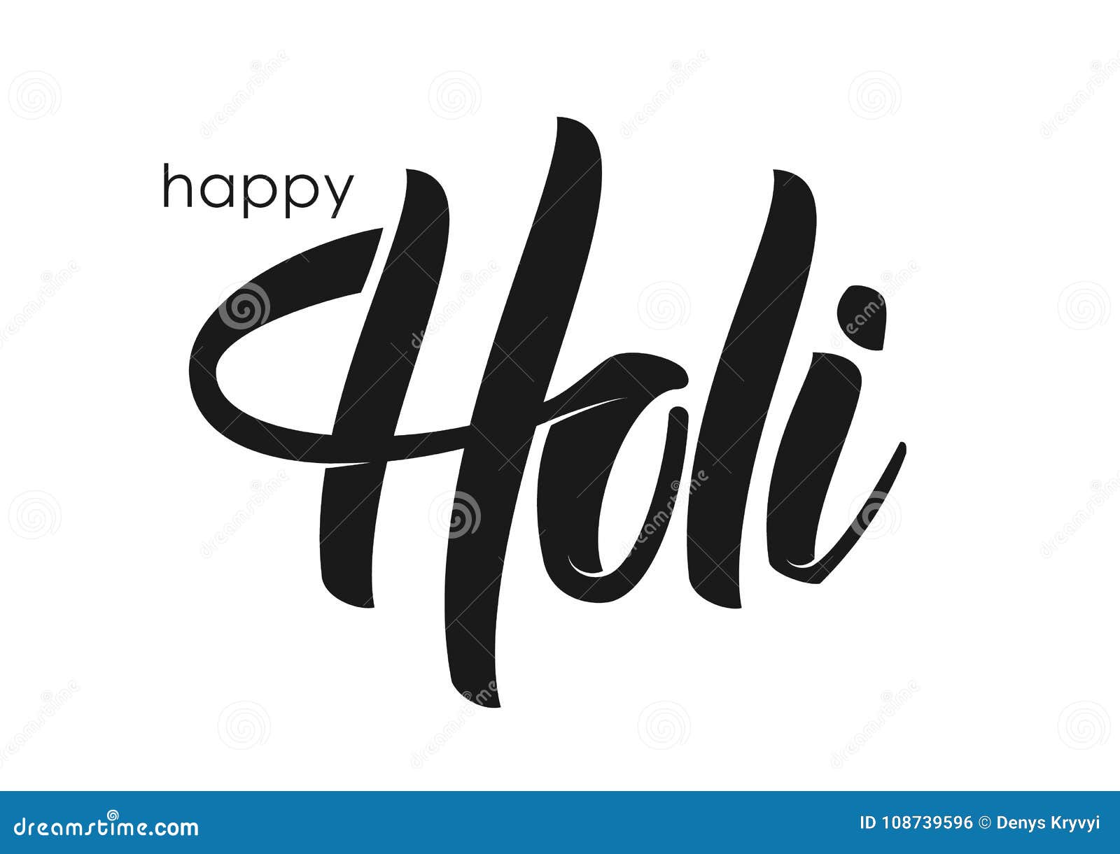 Vector Illustration: Hand Drawn Brush Lettering of Happy Holi on White ...