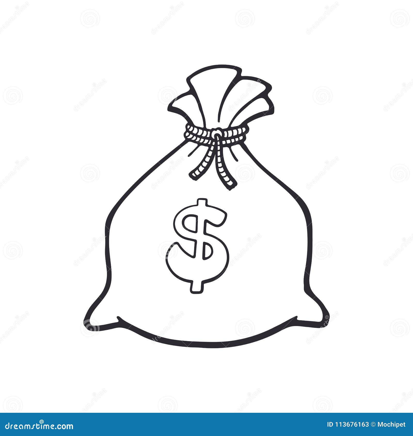 Doodle of Bank Bag with Dollar Sign Stock Vector - Illustration of ...