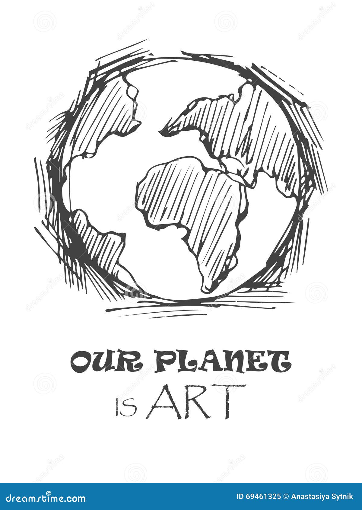 Vector Illustration of Hand-drawn Global, Earth, Planet Cool ...