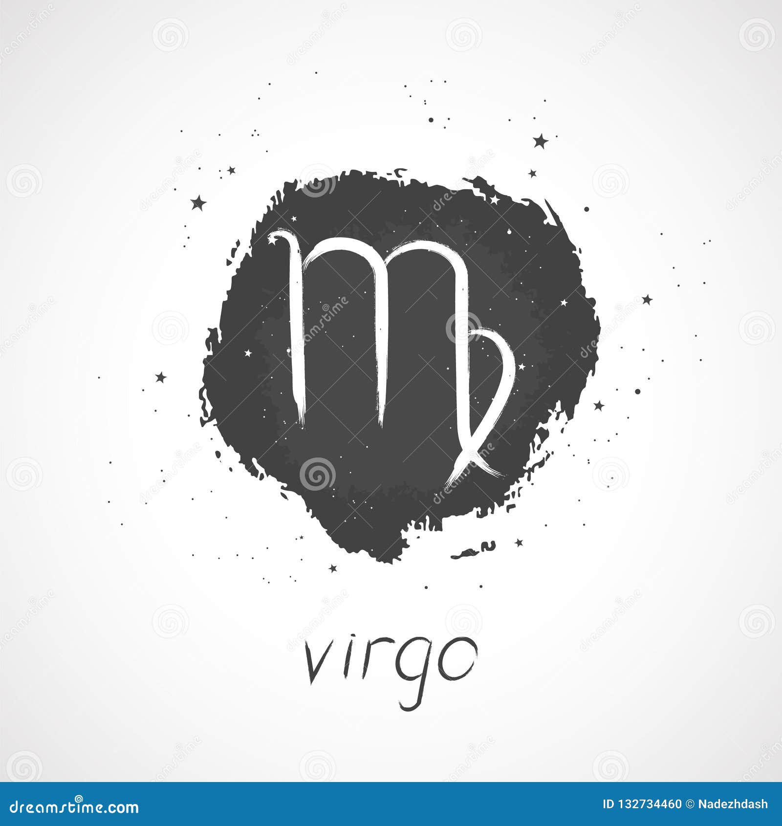 Vector Illustration with Hand Drawn Zodiac Sign VIRGO. Stock Vector ...