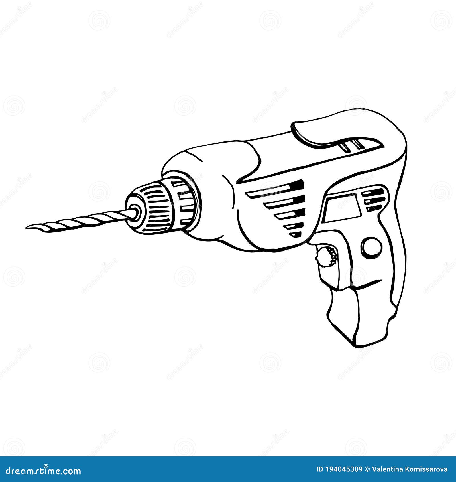 Vector Illustration of a Hand-held Cordless Drill. Stock Vector ...