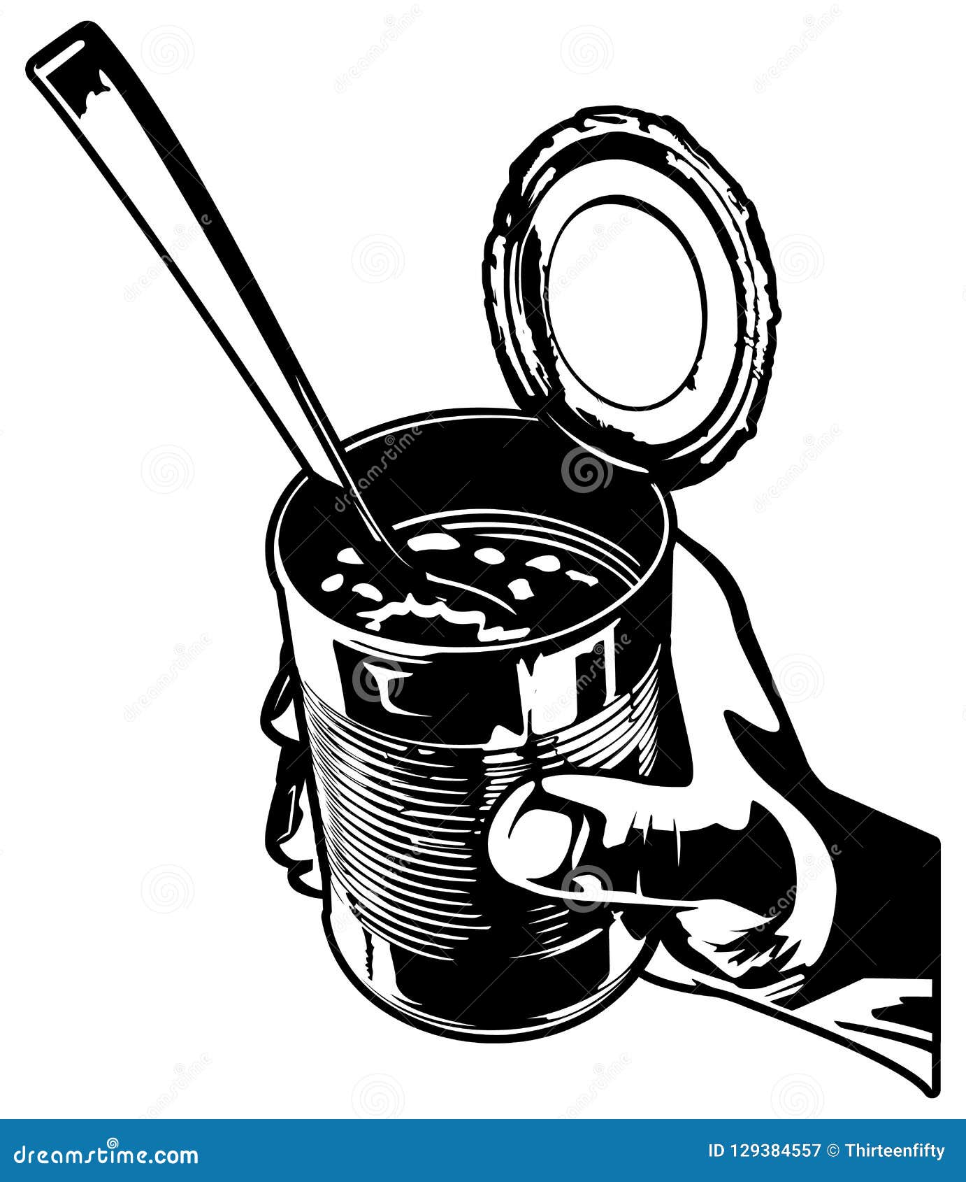 Can of Beans Black and White Vector Cartoon Stock Vector - Illustration ...