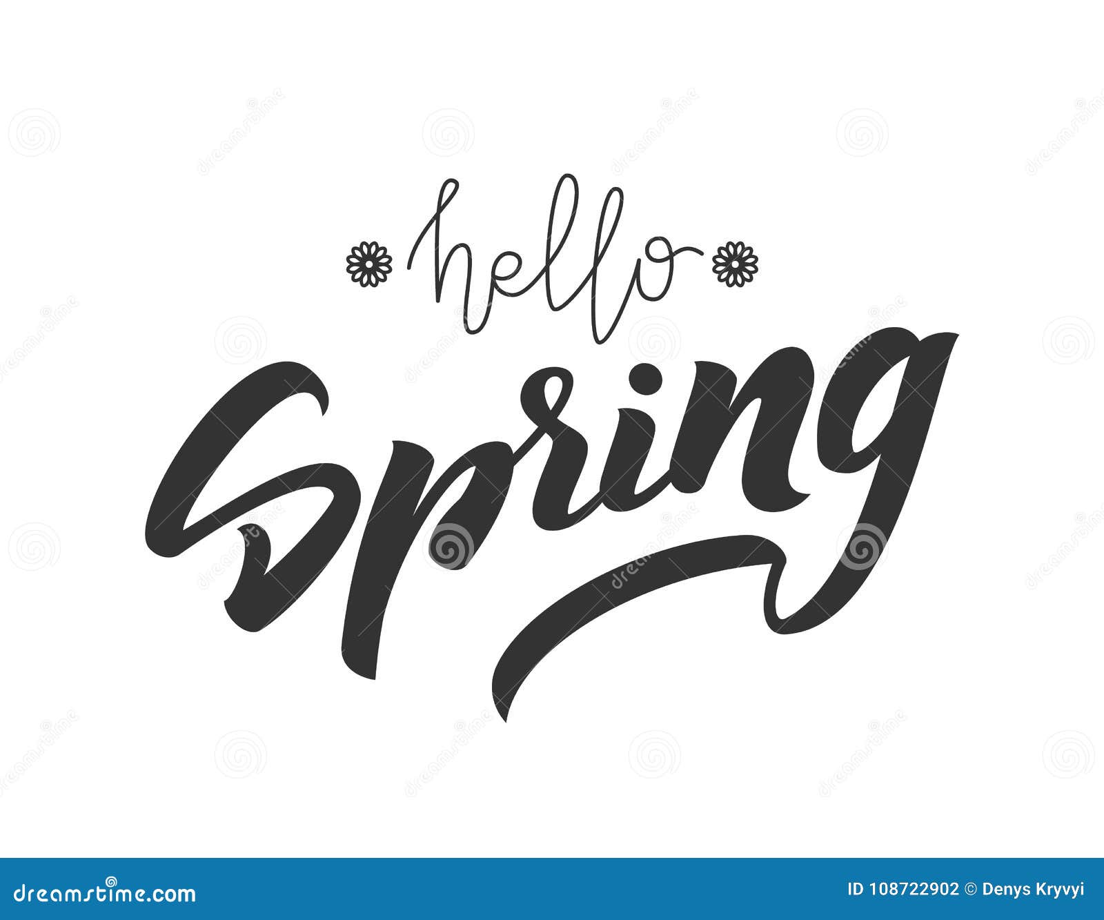 Vector Illustration: Hand Lettering of Hello Spring. Handwritten Modern ...