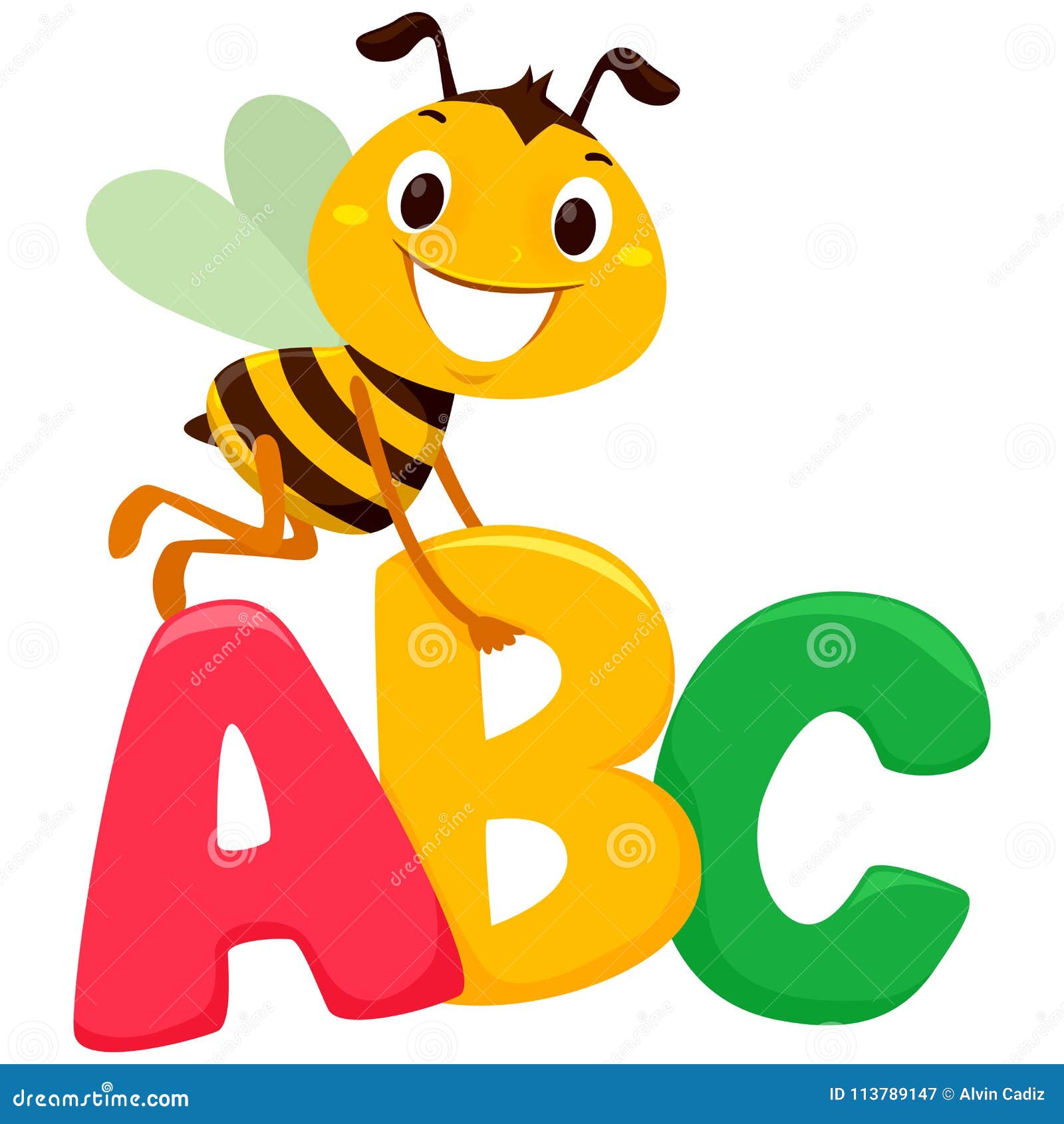 bee flying with abc letters