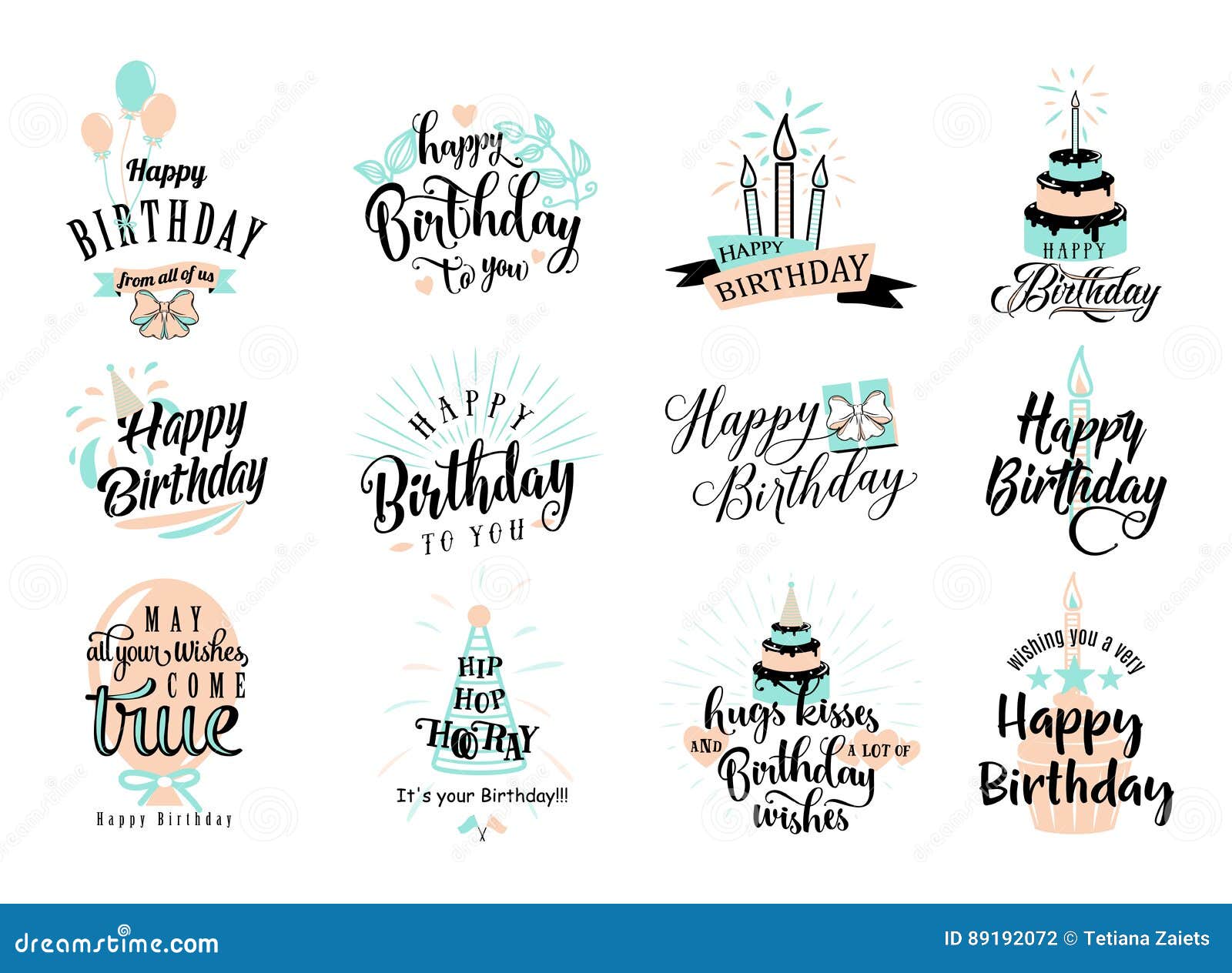   of happy birthday badge set