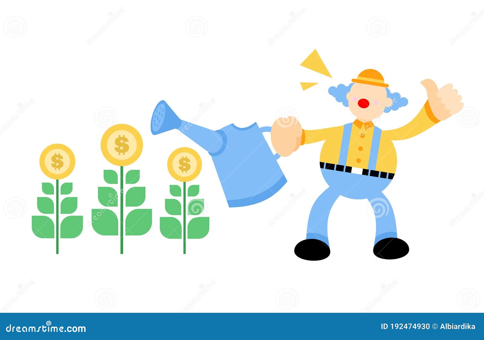 Vector Illustration Happy Clown Money Dollar Economy Farm Garden Flat  Design Cartoon Style Stock Vector - Illustration of economy, character:  192474930