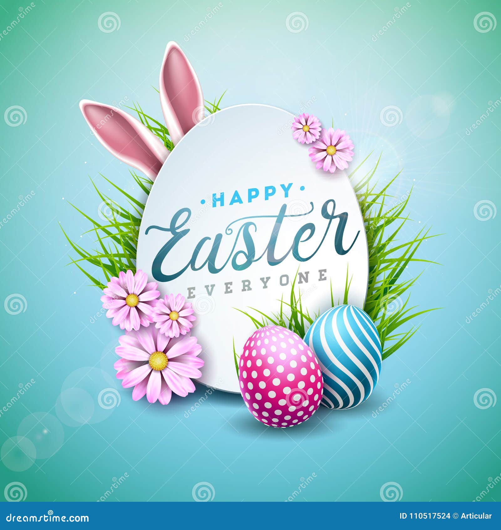 Vector Illustration of Happy Easter Holiday with Painted Egg ...