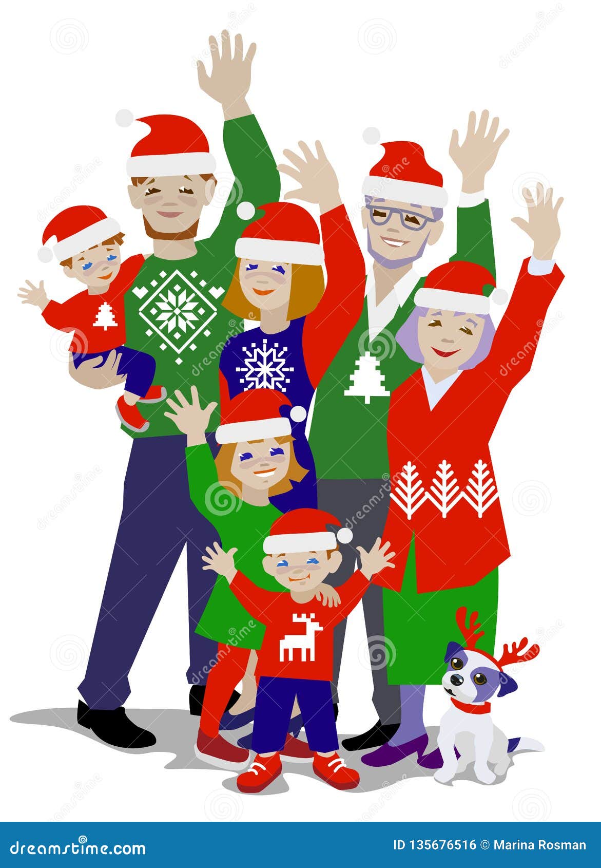 Download Vector Illustration Of Happy Family Waving. Stock ...