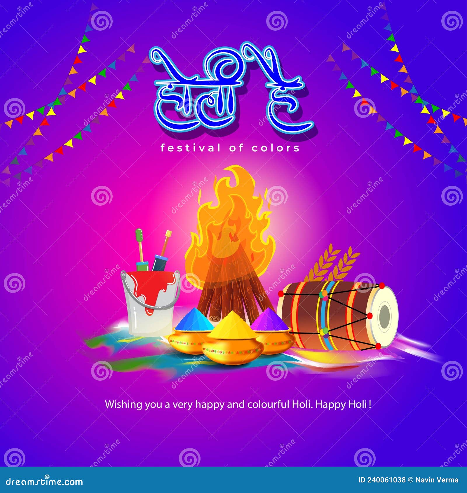 Vector Illustration of Happy Holi Greeting Stock Vector - Illustration ...