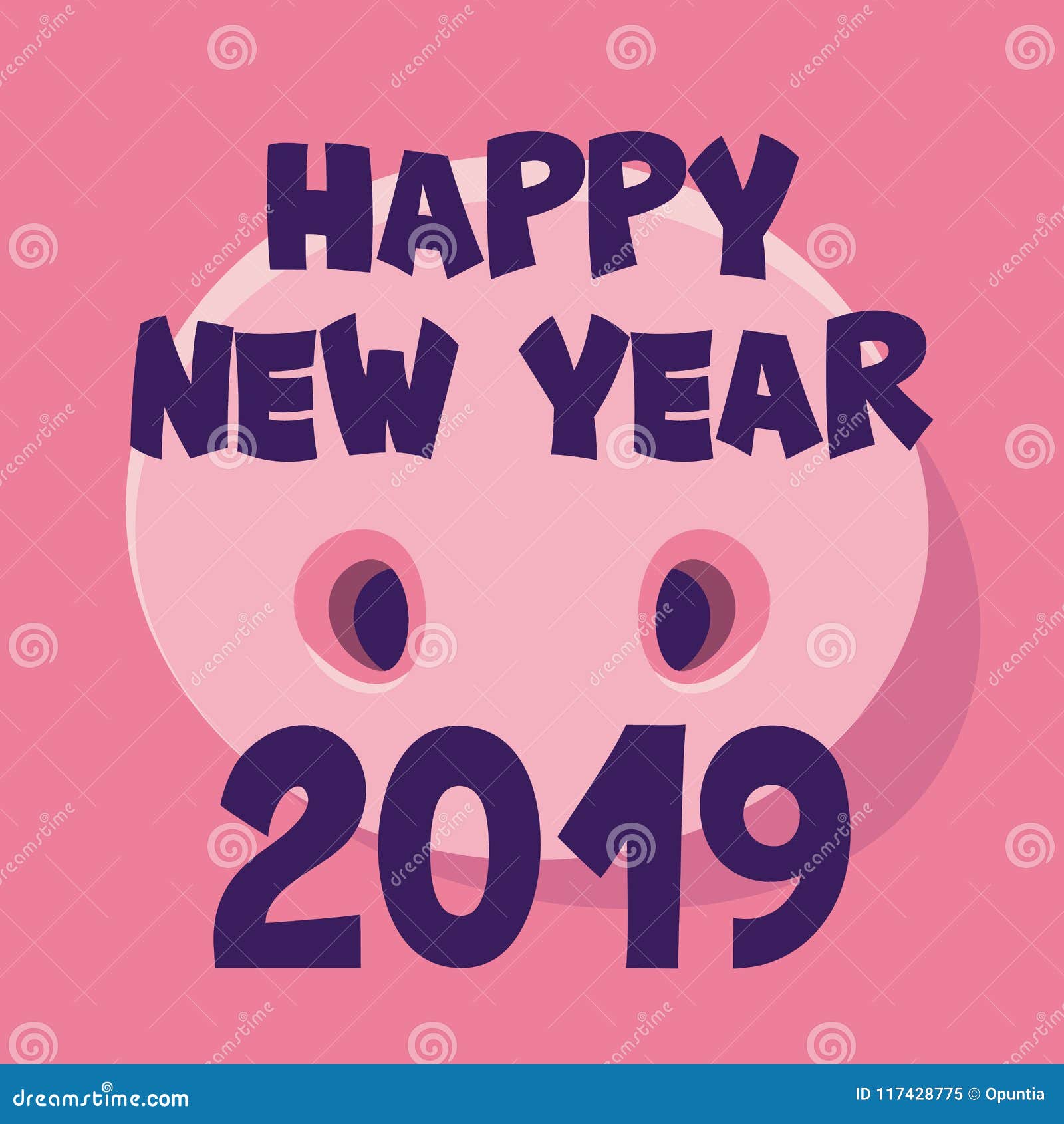 Vector Card Happy New Year 19 Stock Illustration Illustration Of Decoration Animal