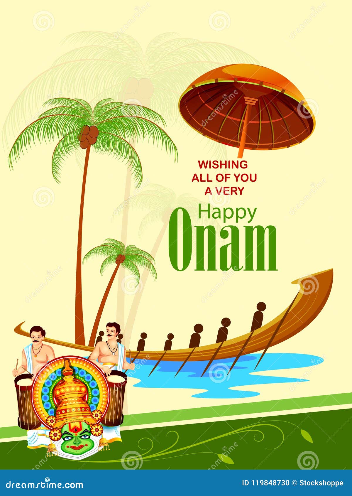 Happy Onam Festival Background Stock Vector - Illustration of ...