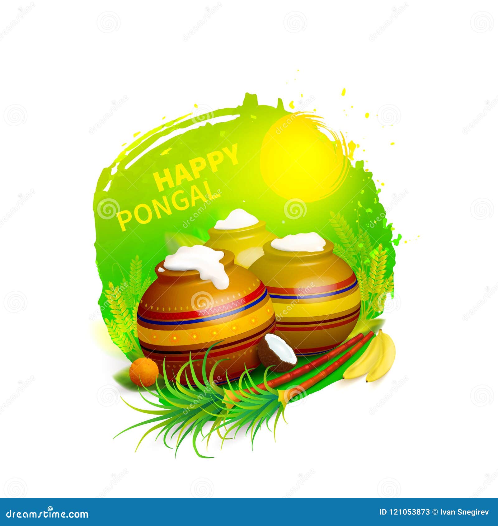 Vector Illustration of Happy Pongal Greeting Background. South Indian  Harvesting Festival, Happy Pongal Celebration Stock Vector - Illustration  of agriculture, grain: 121053873