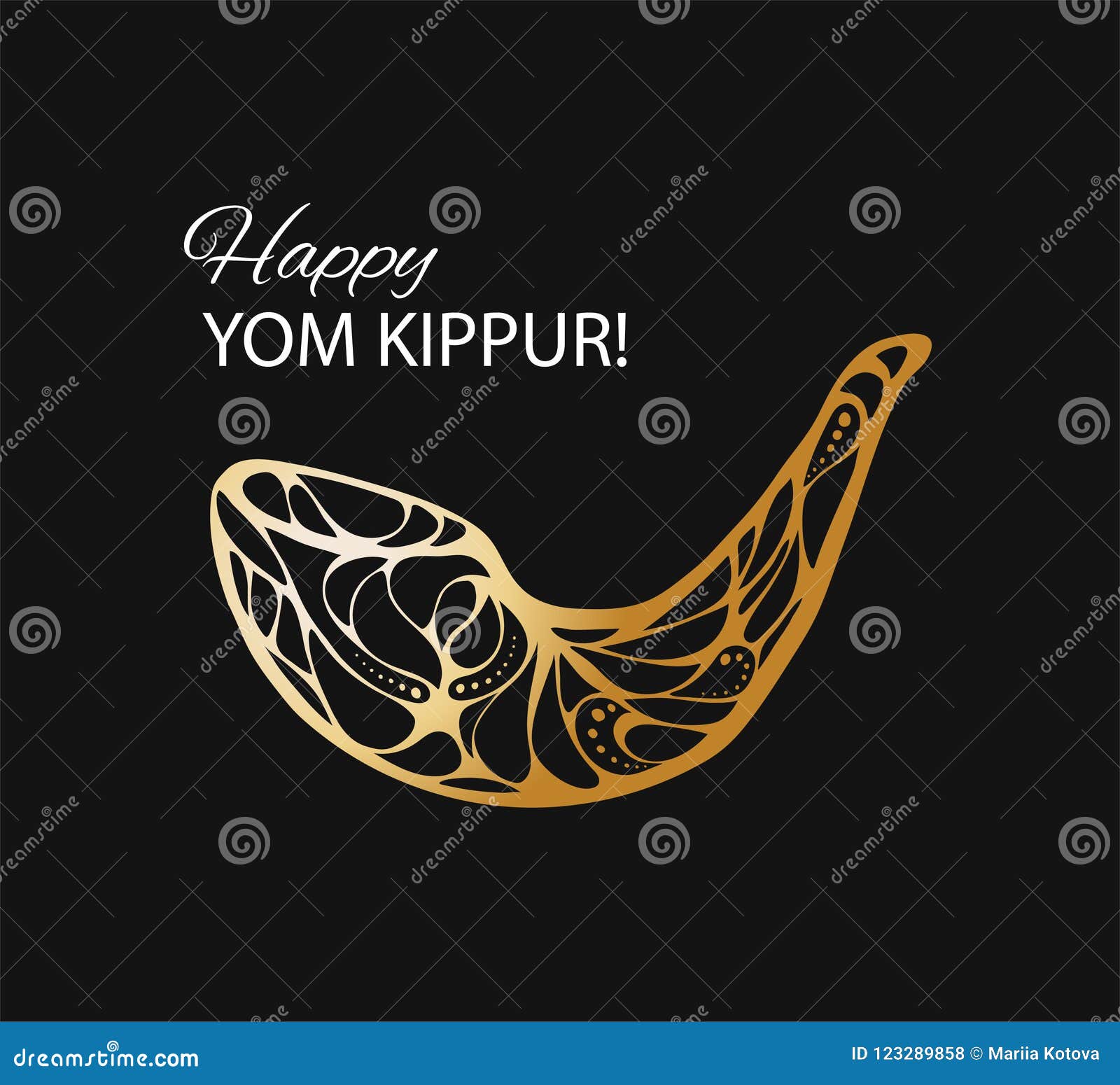 Vector Illustration of Happy Yom Kippur Background with Shofar. Stock  Vector - Illustration of hanukkah, horn: 123289858
