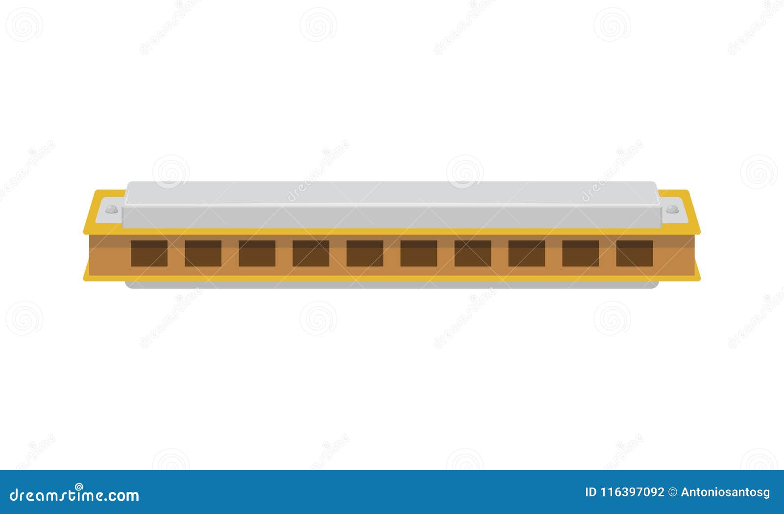 Vector Illustration of a Harmonica Isolated on White Background Stock