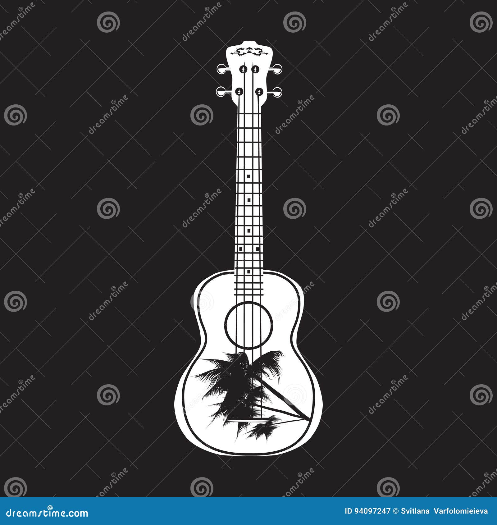 Vector Illustration of Hawaiian Guitar in Flat Design Stock Vector