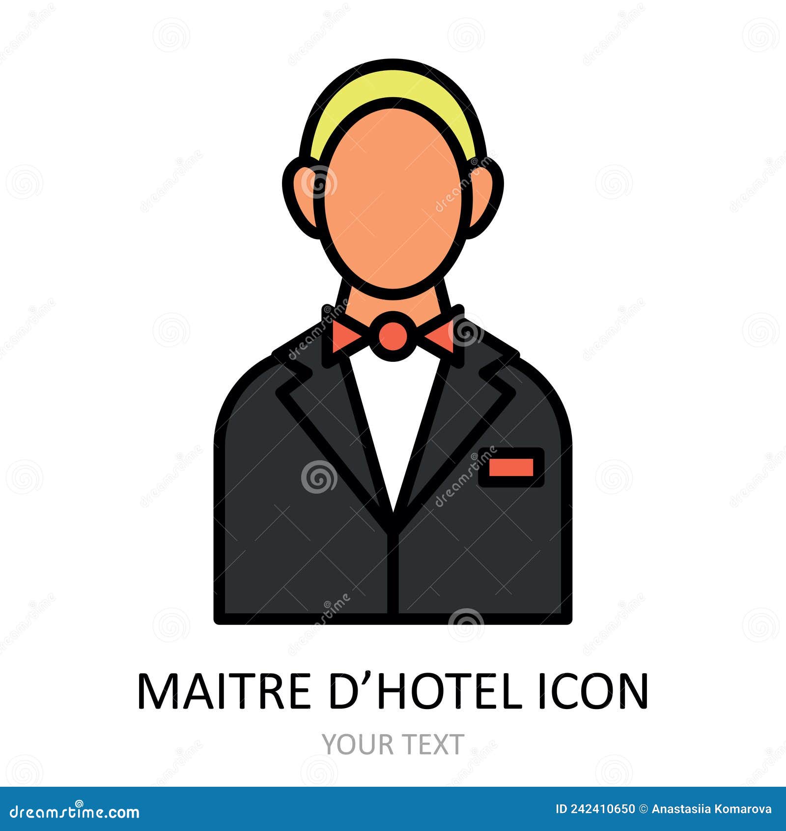   with head waiter - maitre d`hotel. outline icon