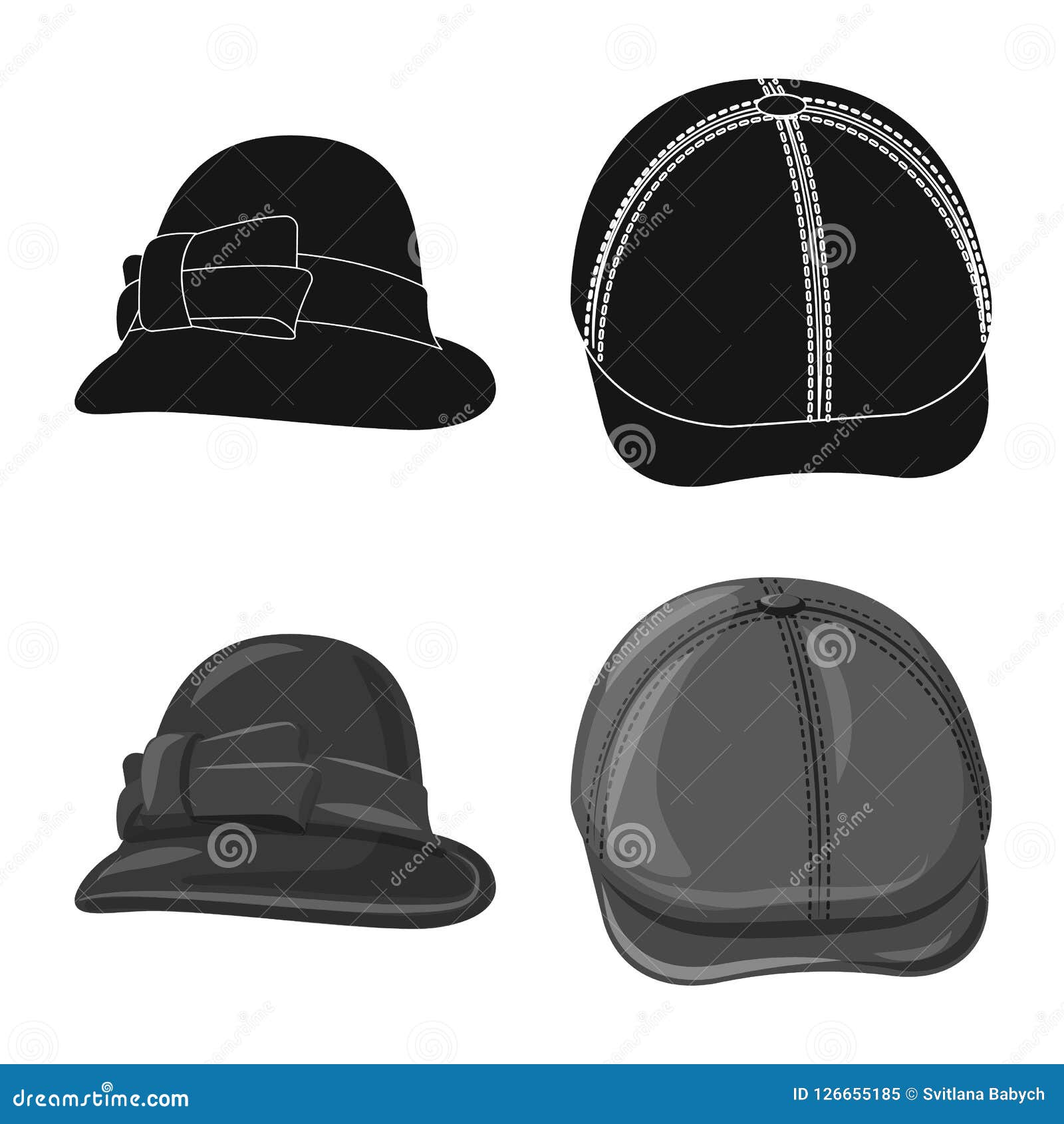 Vector Design of Headgear and Cap Symbol. Set of Headgear and Accessory ...