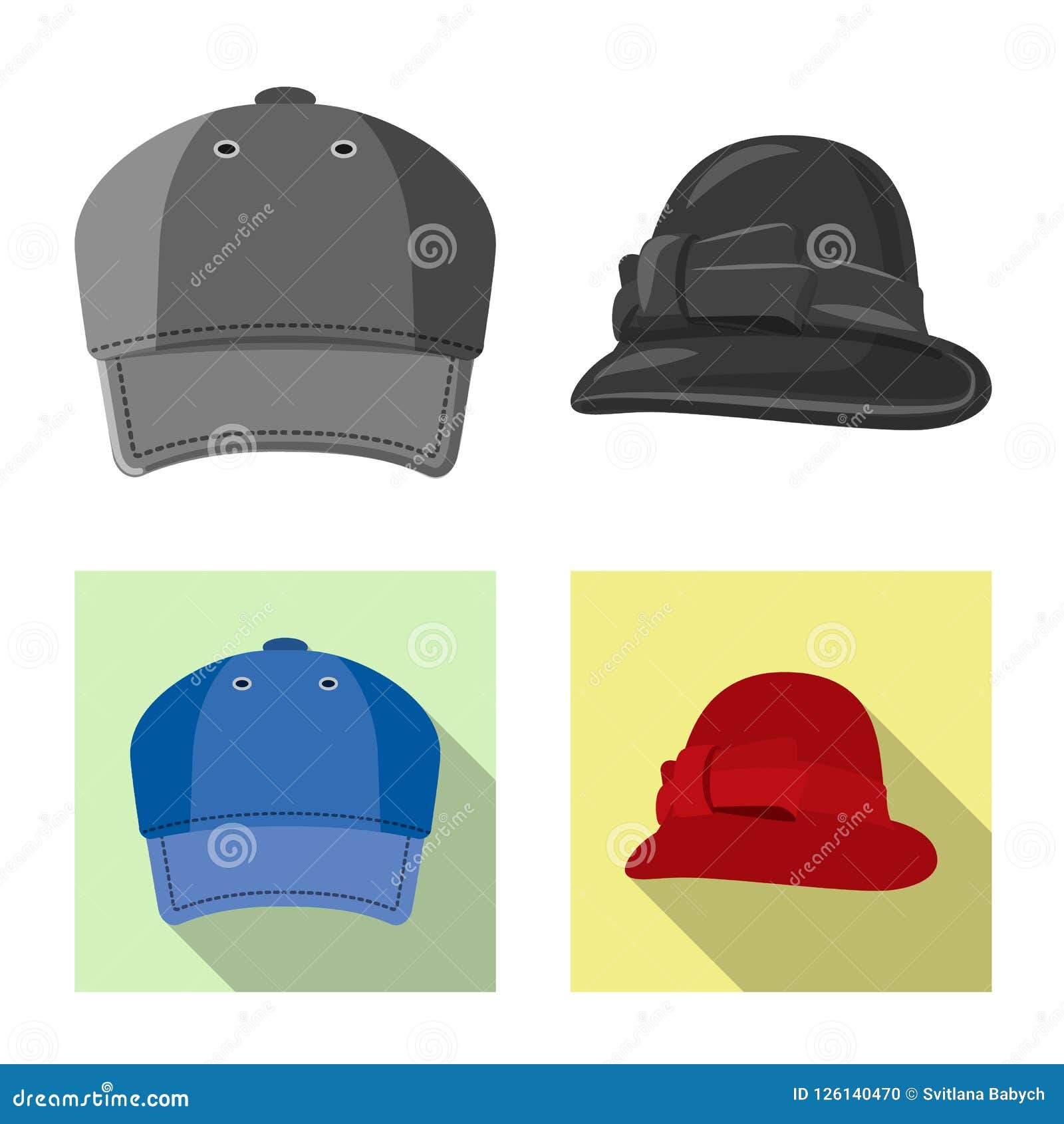 Vector Design of Headwear and Cap Sign. Collection of Headwear and ...