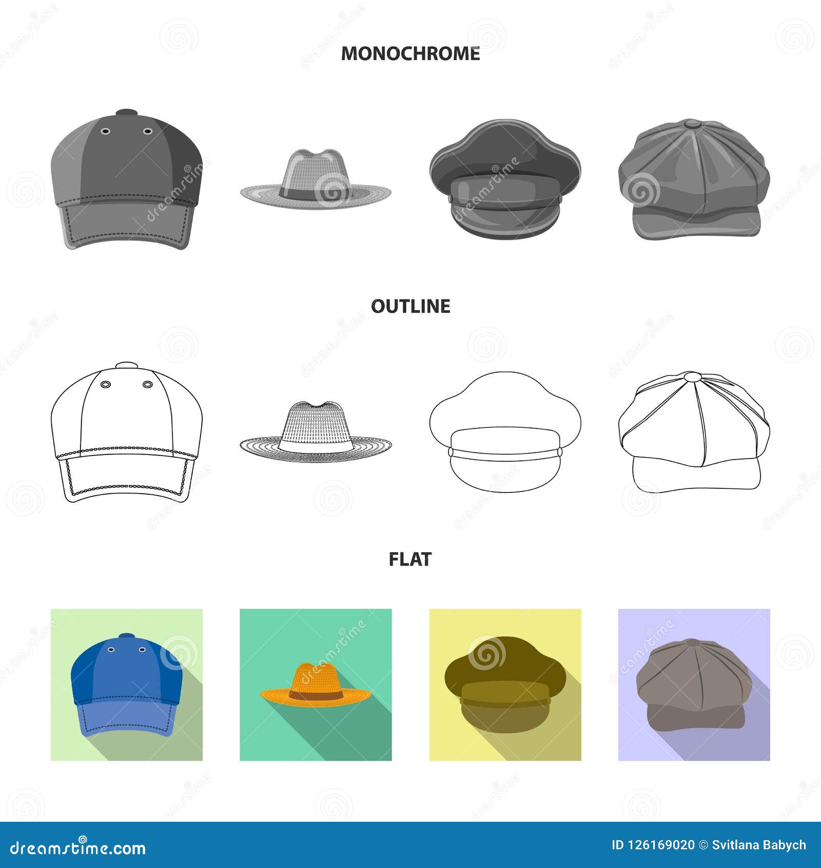 Vector Illustration of Headwear and Cap Symbol. Collection of Headwear ...