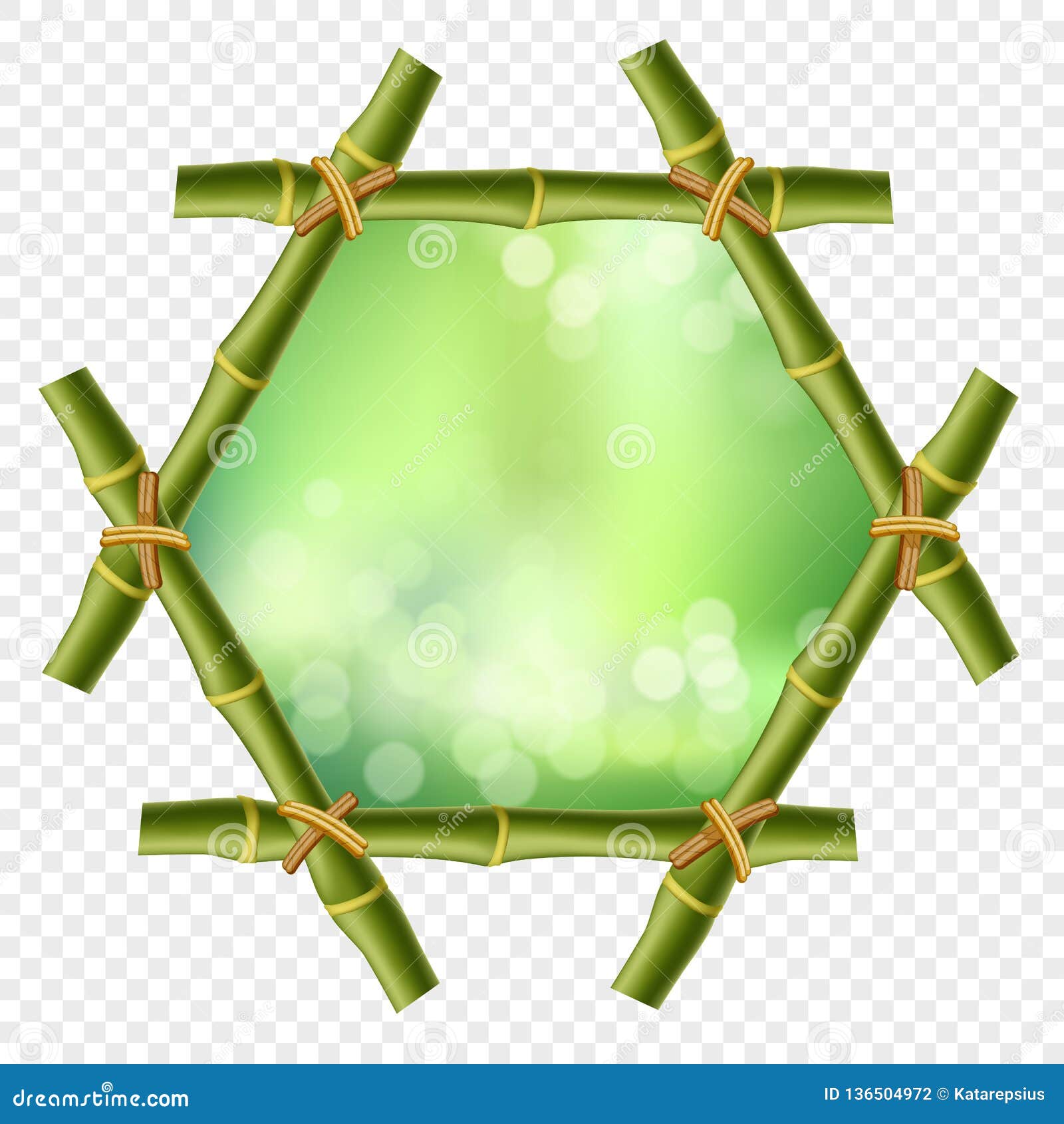 Hexagonal Green Bamboo Poles Border With Rope And Bokeh ...
