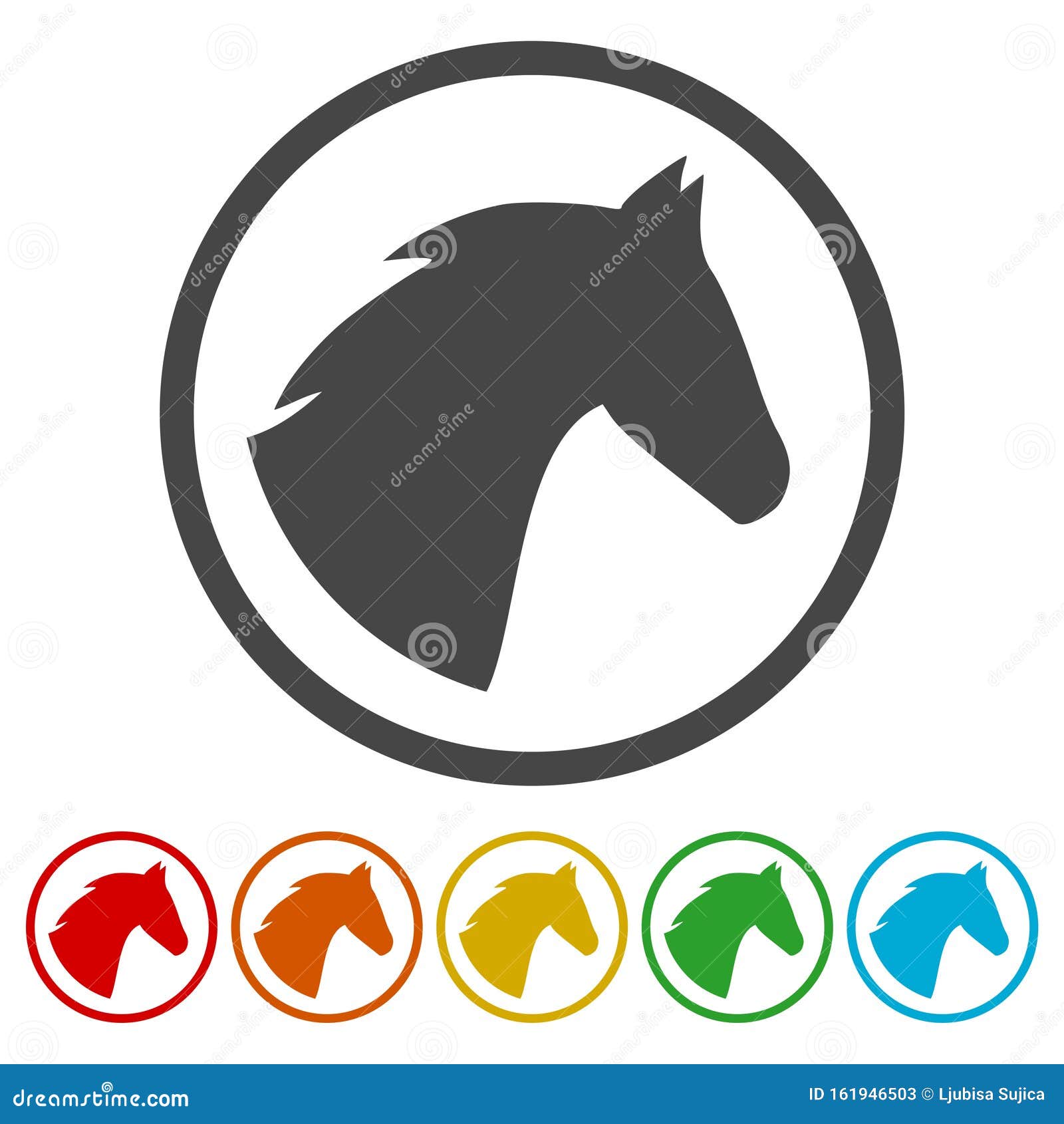 Vector Illustration of Horse Head Icons Set Stock Vector Illustration