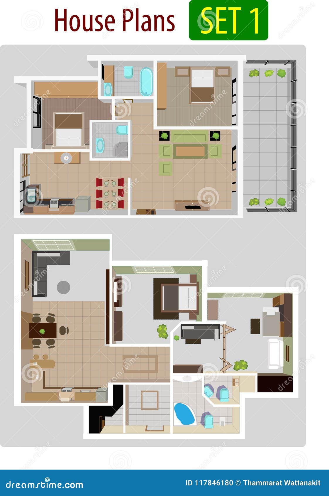Vector Illustration of House Plan Version 1. Stock Illustration