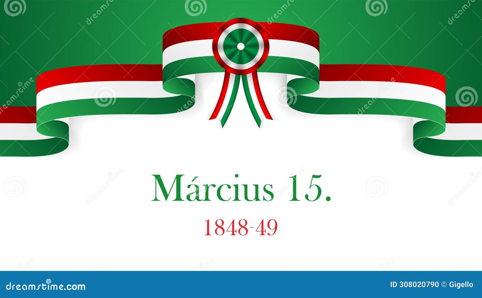 Vector Illustration Hungary National Day March 15 (inscription in