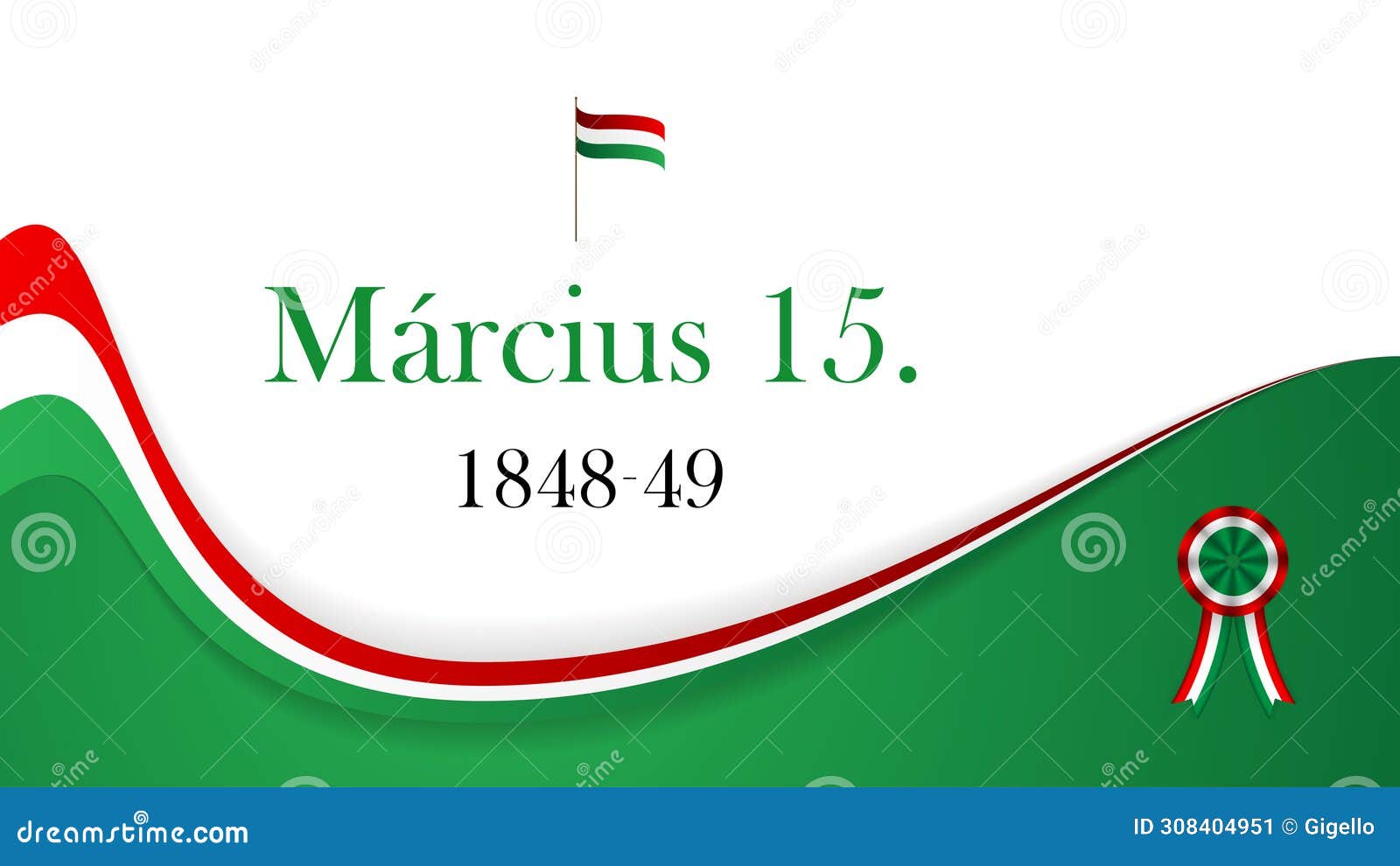 Vector Illustration Hungary National Day March 15 (inscription in