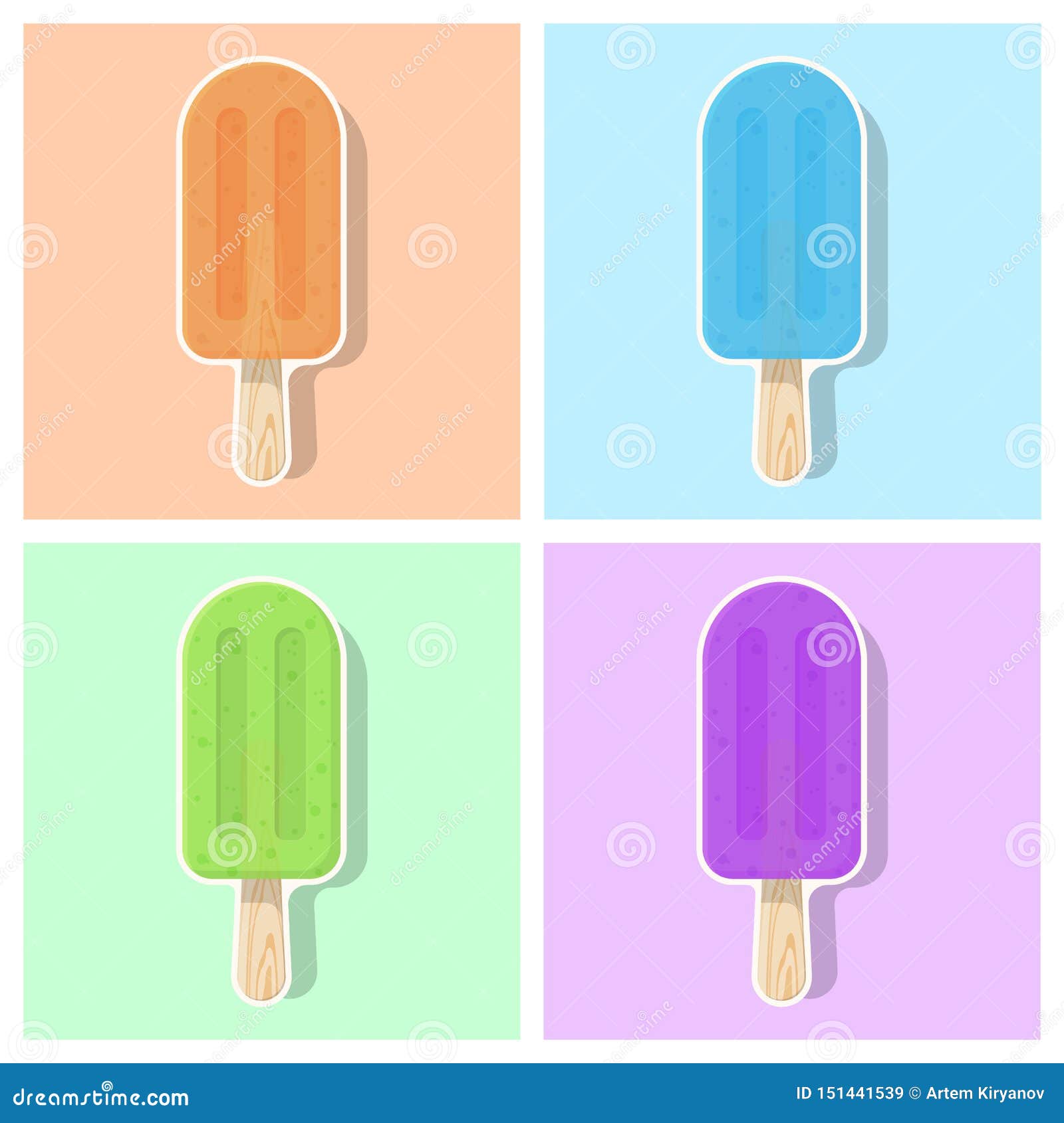 Vector Illustration of Ice Cream or Popsicle in Cartoon Style Stock  Illustration - Illustration of flat, isolated: 151441539