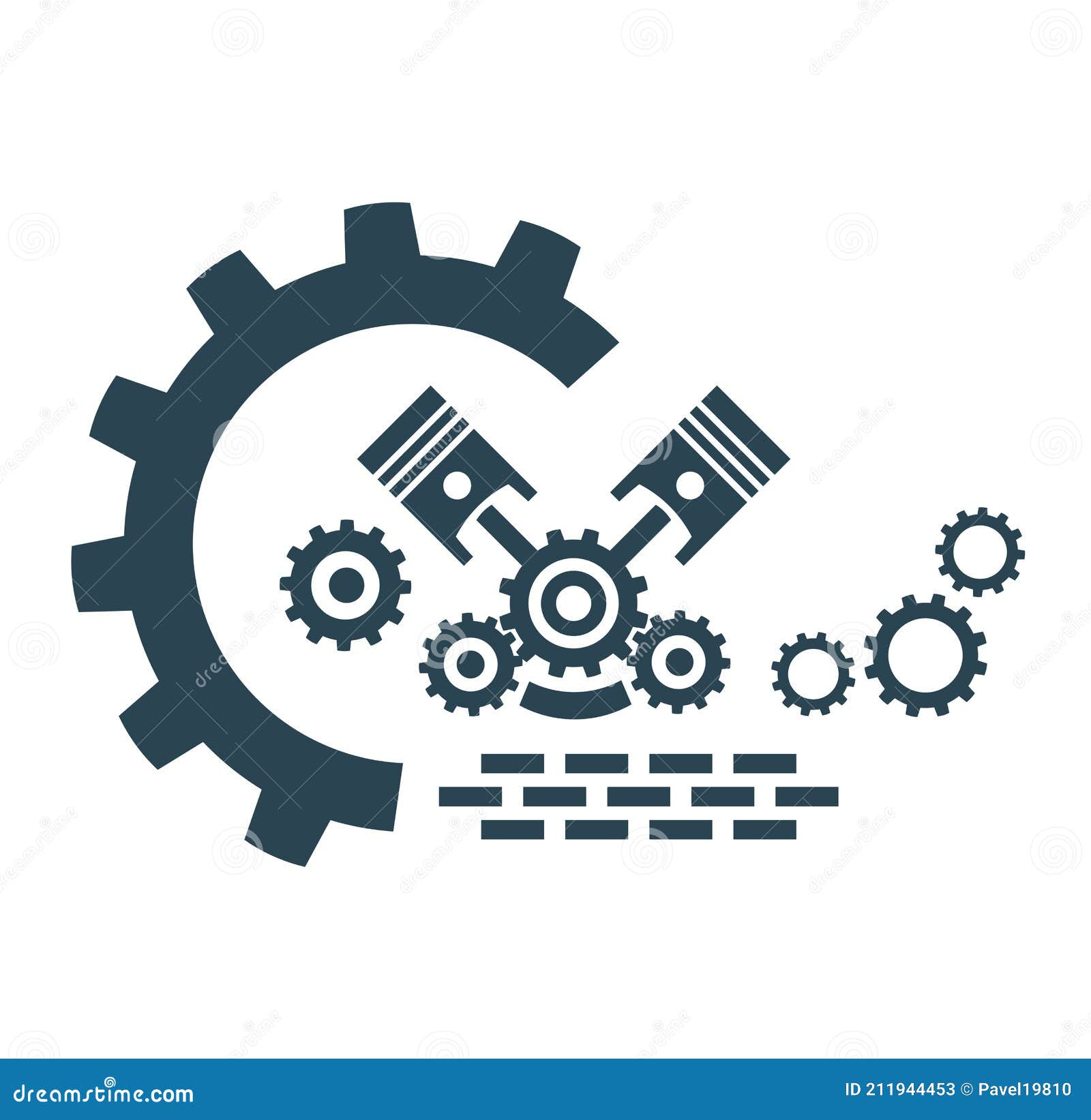 Vector Illustration of the Icon, the Logo of the Car Engine. Stock