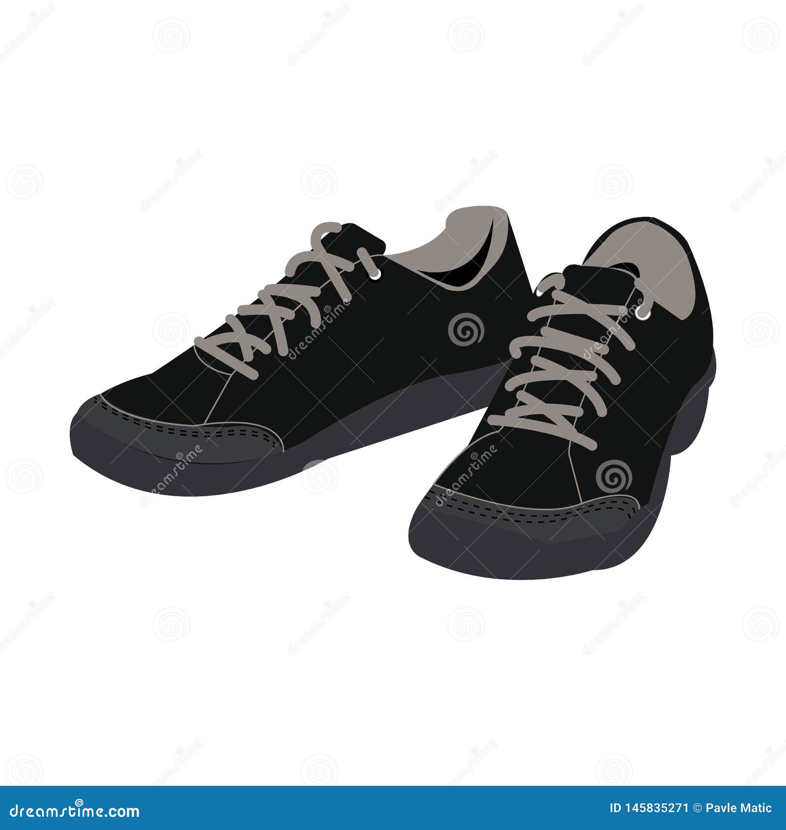Vector Illustration of Black Sport Shoes Stock Vector - Illustration of ...