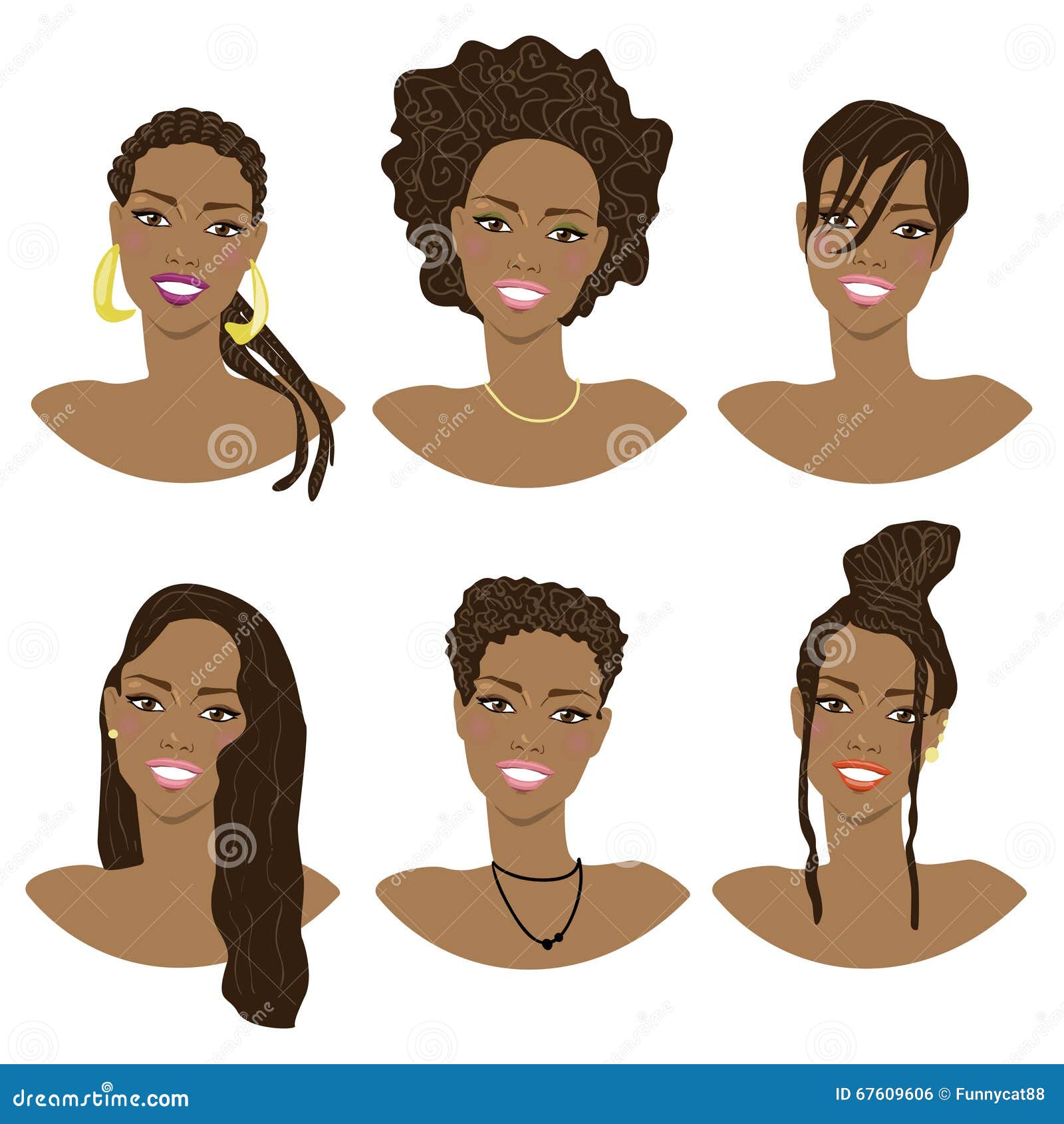 Vector Illustration with the Image of the Hairstyles Stock Illustration ...