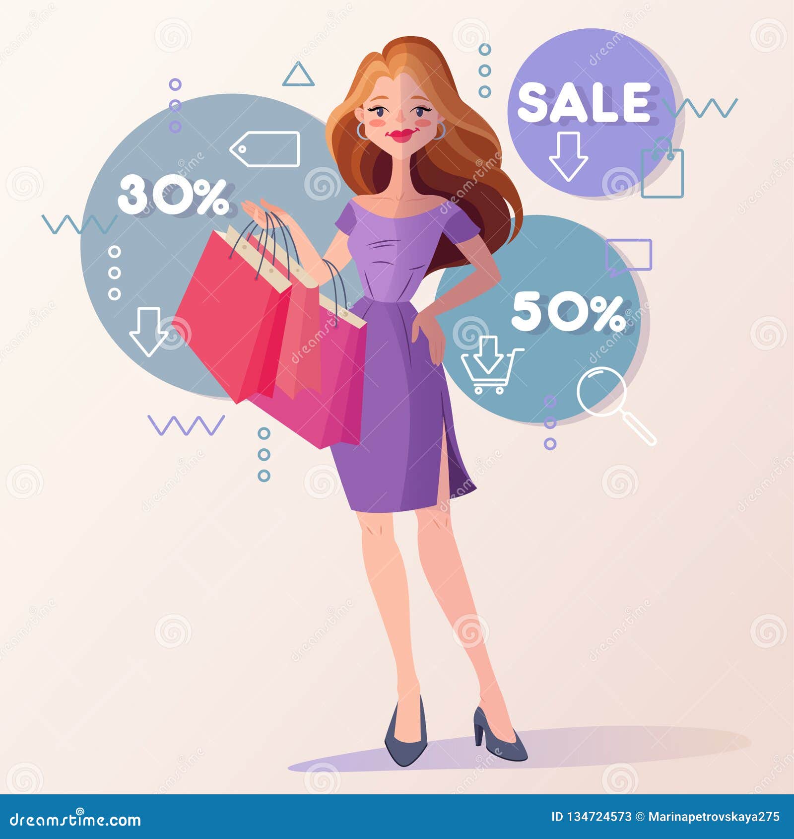 Vector Illustration Including Icons on Shopping and Sale Theme. Stock ...