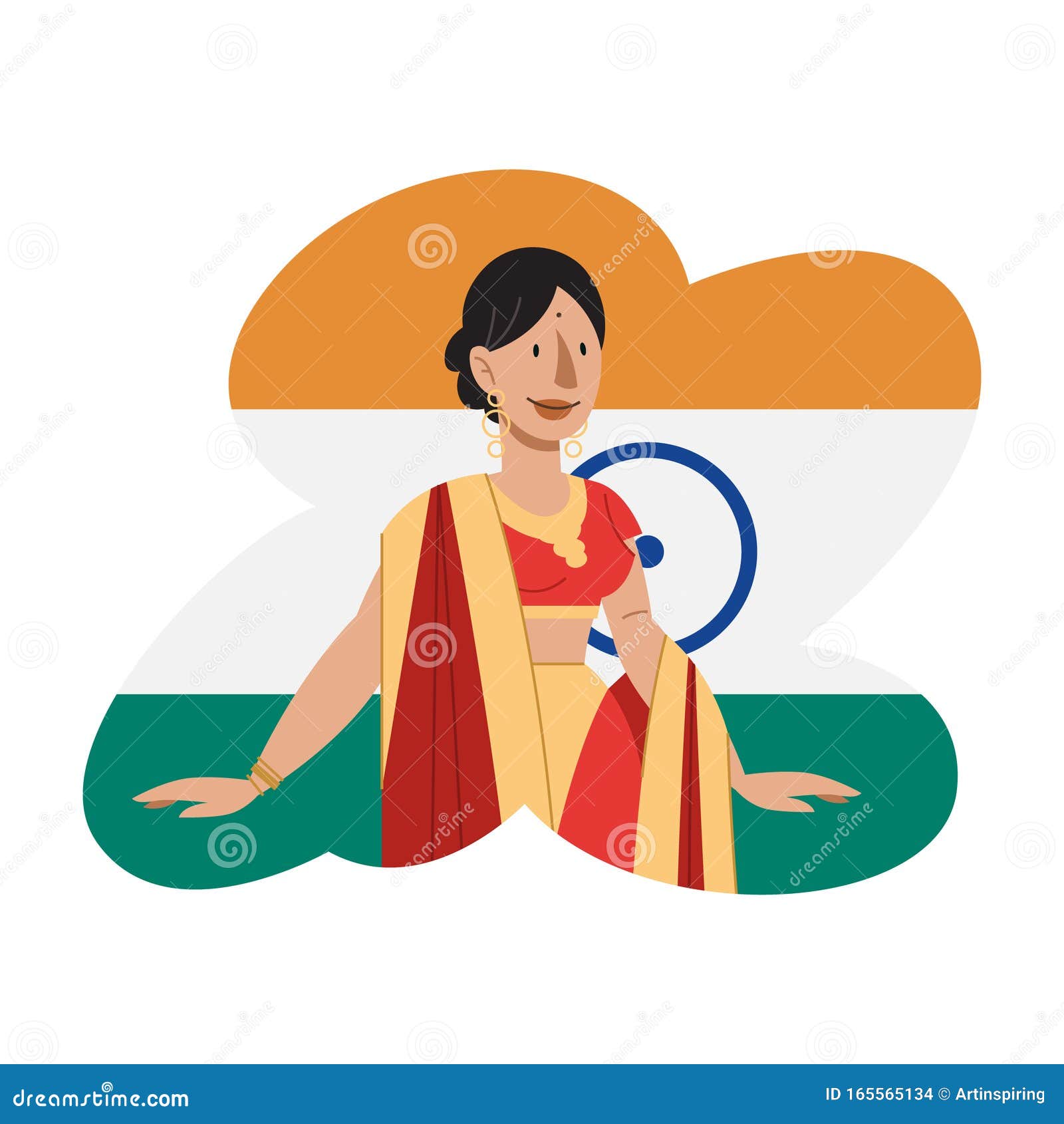 Download Vector Illustration Of Indian Woman Wearing A Beautiful Sari Stock Vector - Illustration of flat ...