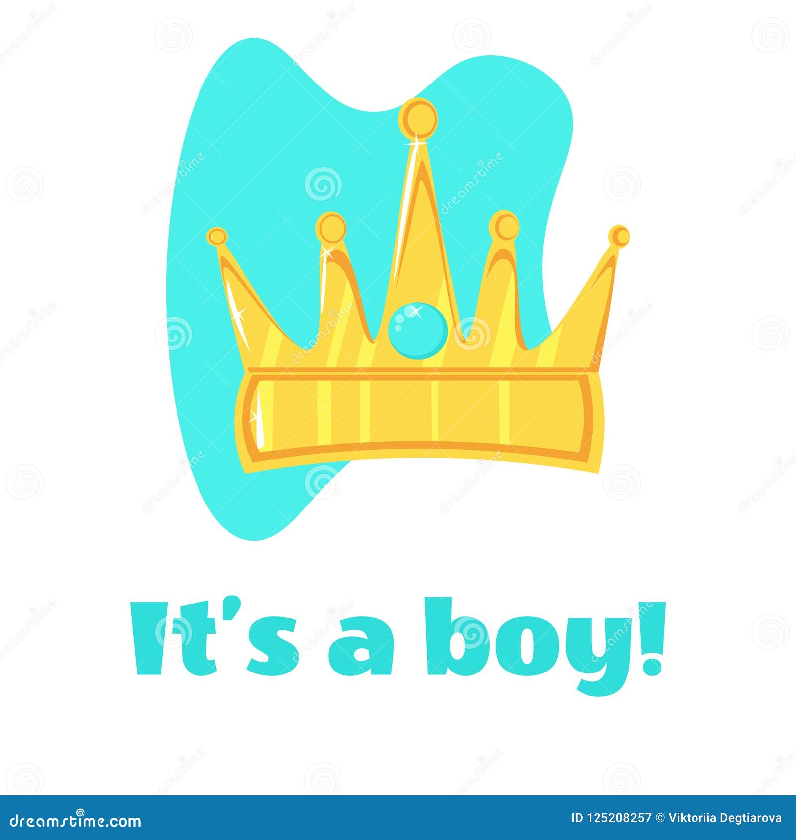 Download Inscription It`s A Boy And A Blue Crown On A White Background Stock Vector - Illustration of ...