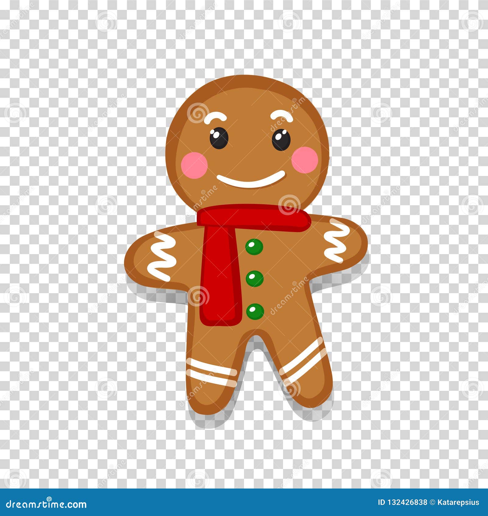 Vector Illustration of an Isolated Gingerbread Man on Transparent Background  Stock Vector - Illustration of celebration, face: 132426838