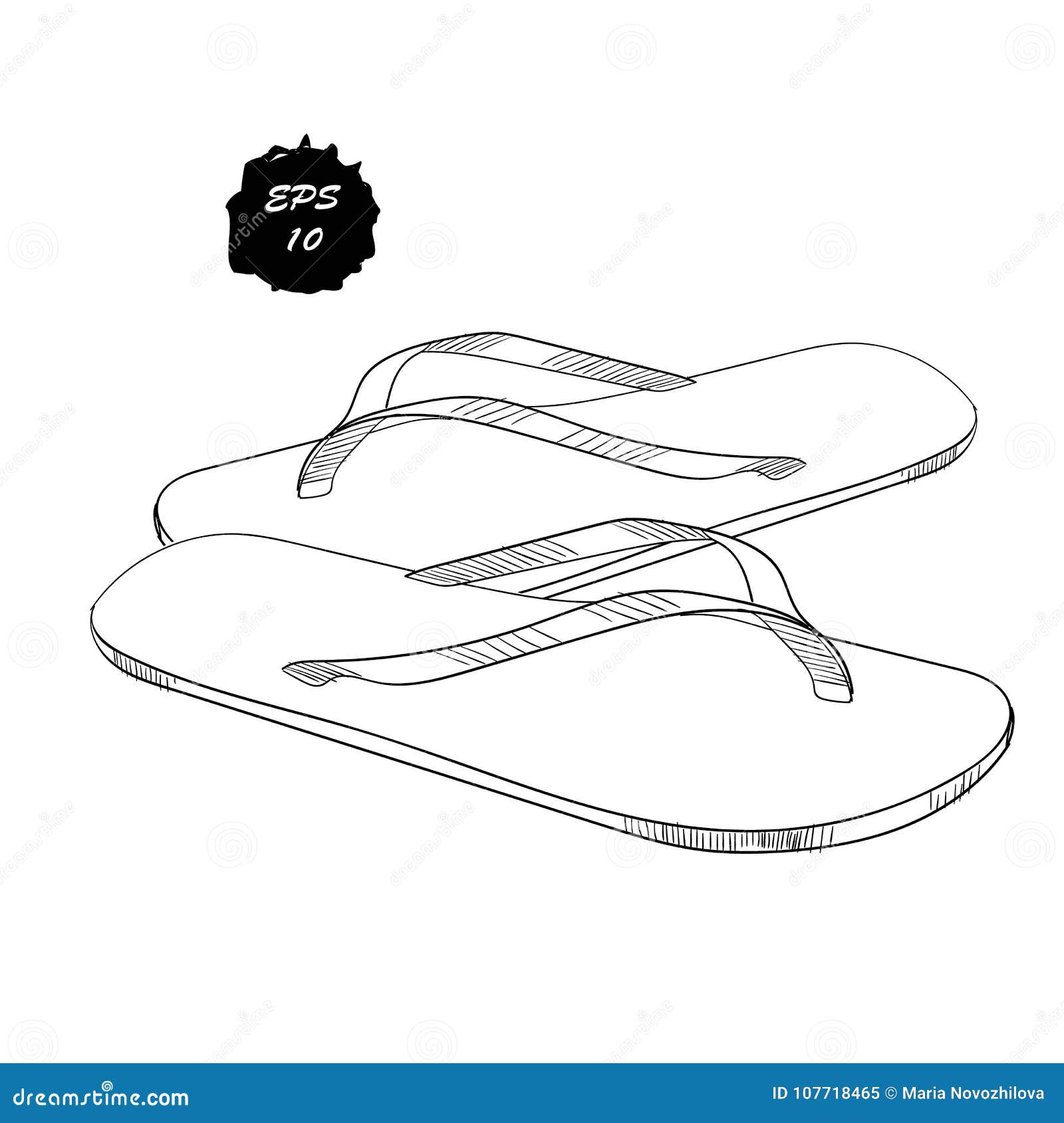 Illustration of Isolated Objects Sandal Shoes. Drawing Graphic Design ...