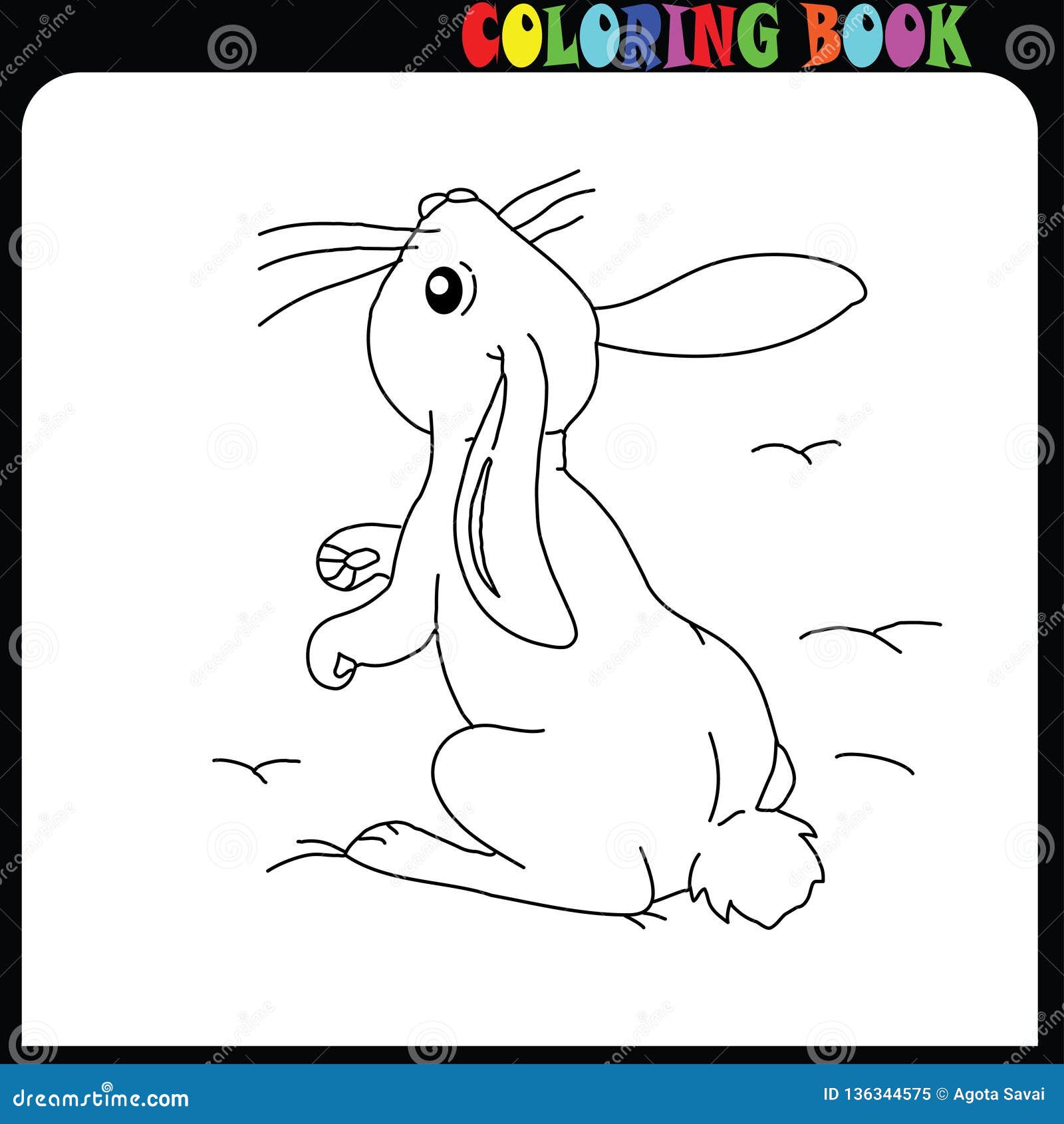 Bunny Rabbit Looking Up Easter Coloring Book For Children Stock Vector Illustration Of Isolated Decor 136344575