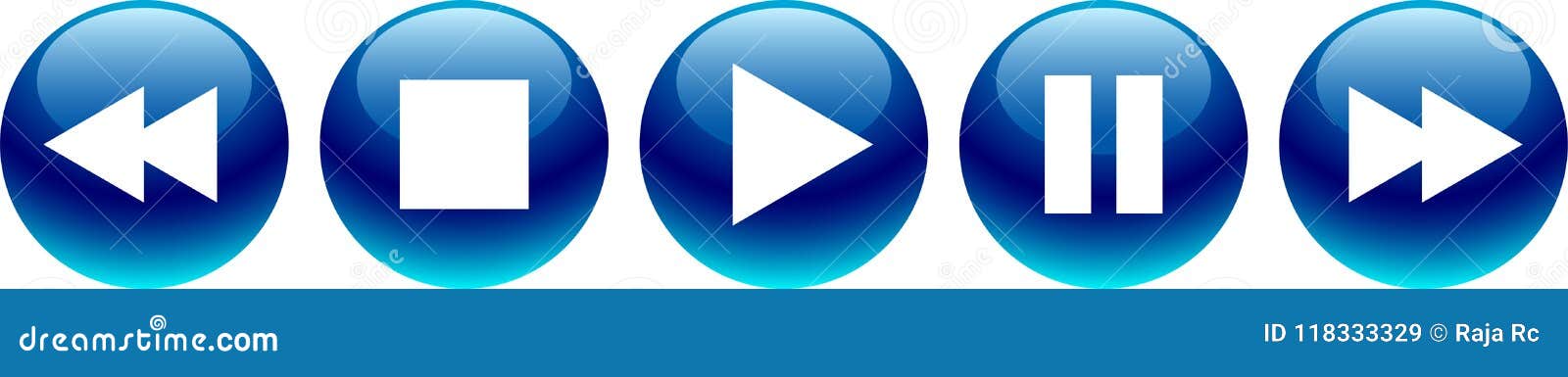 audio video player buttons blue