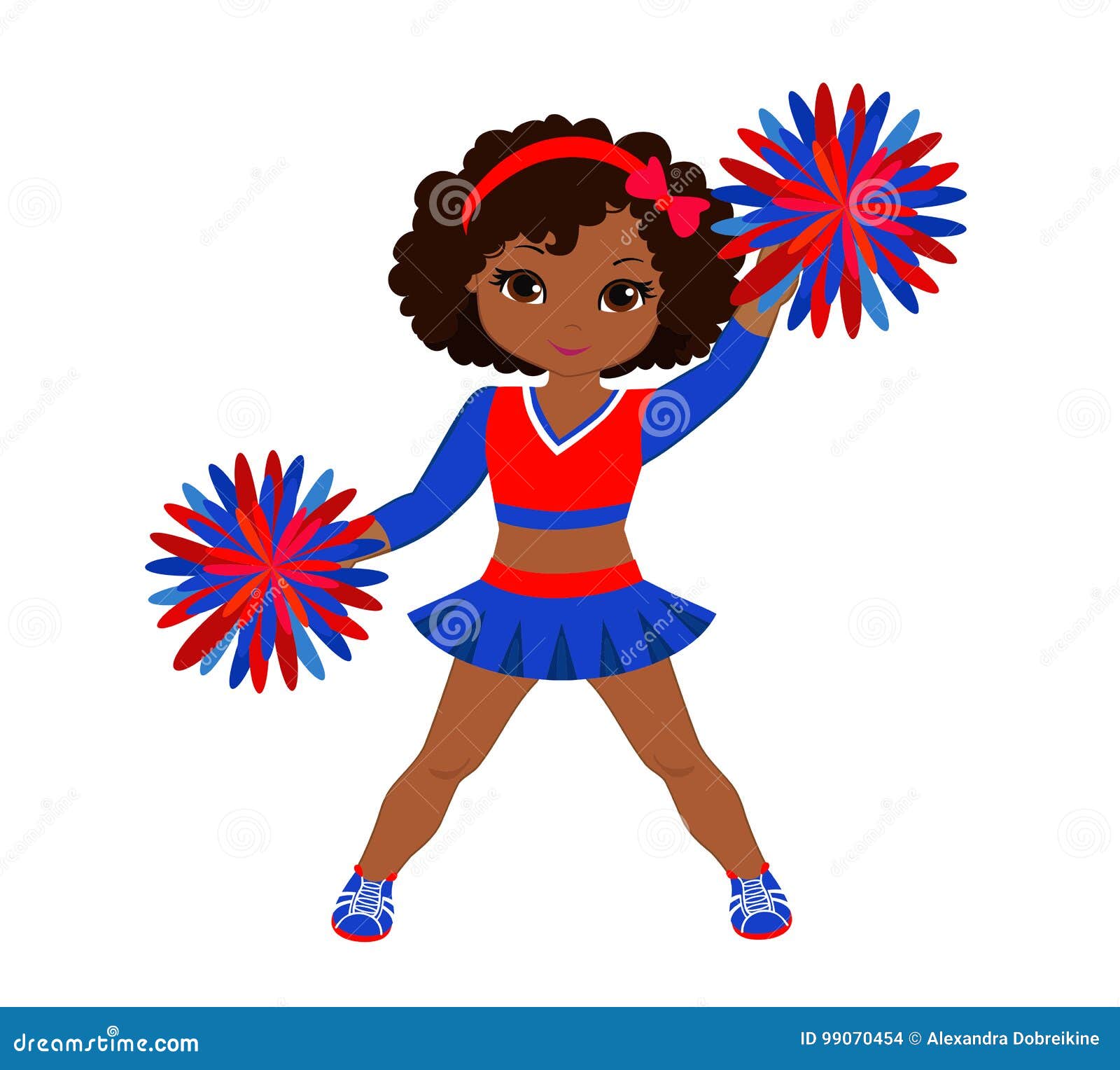 Cheerleader cartoon with pom poms Royalty Free Vector Image