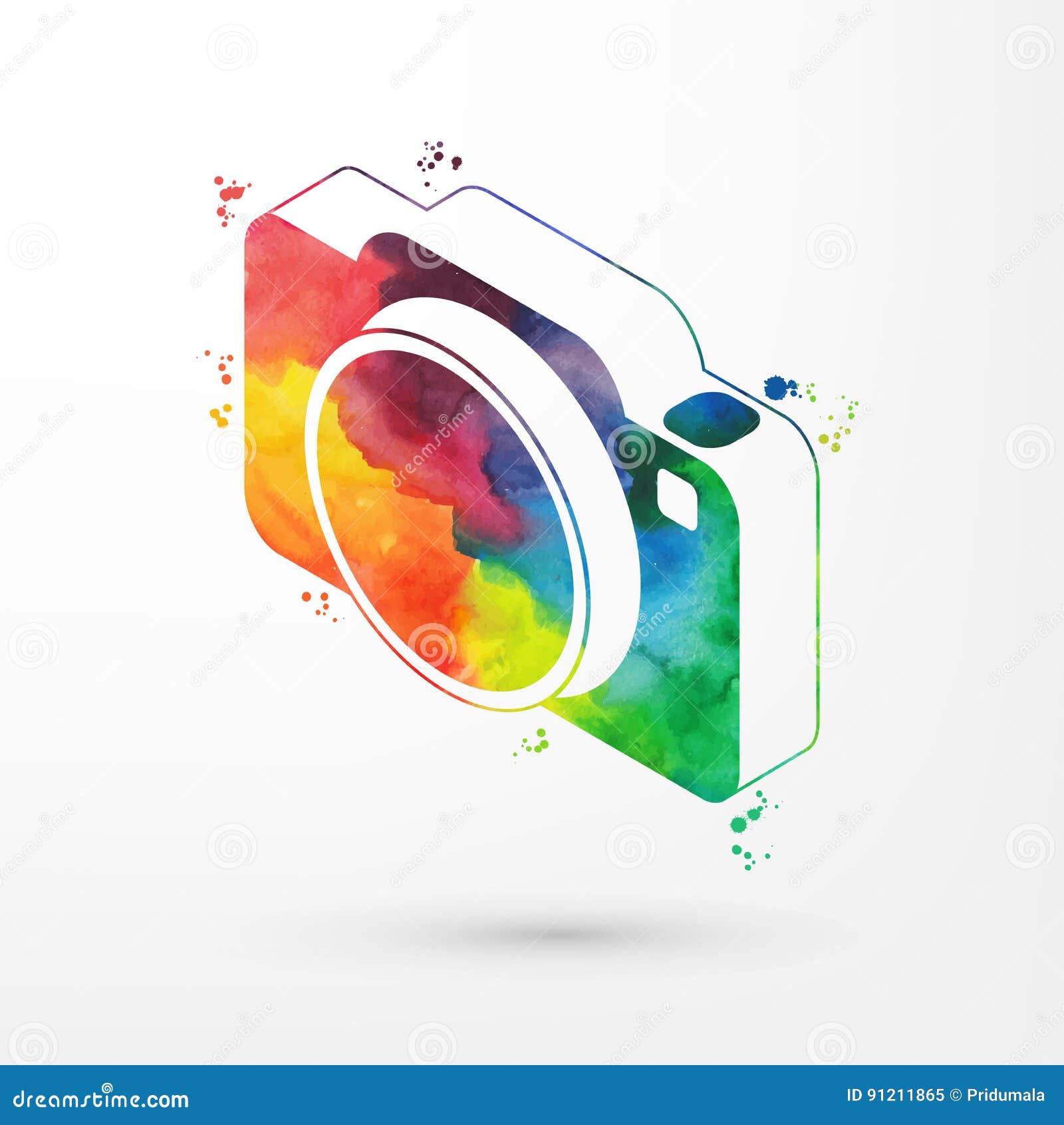 Download Vector Illustration Of Isometric Watercolor Camera Icon ...